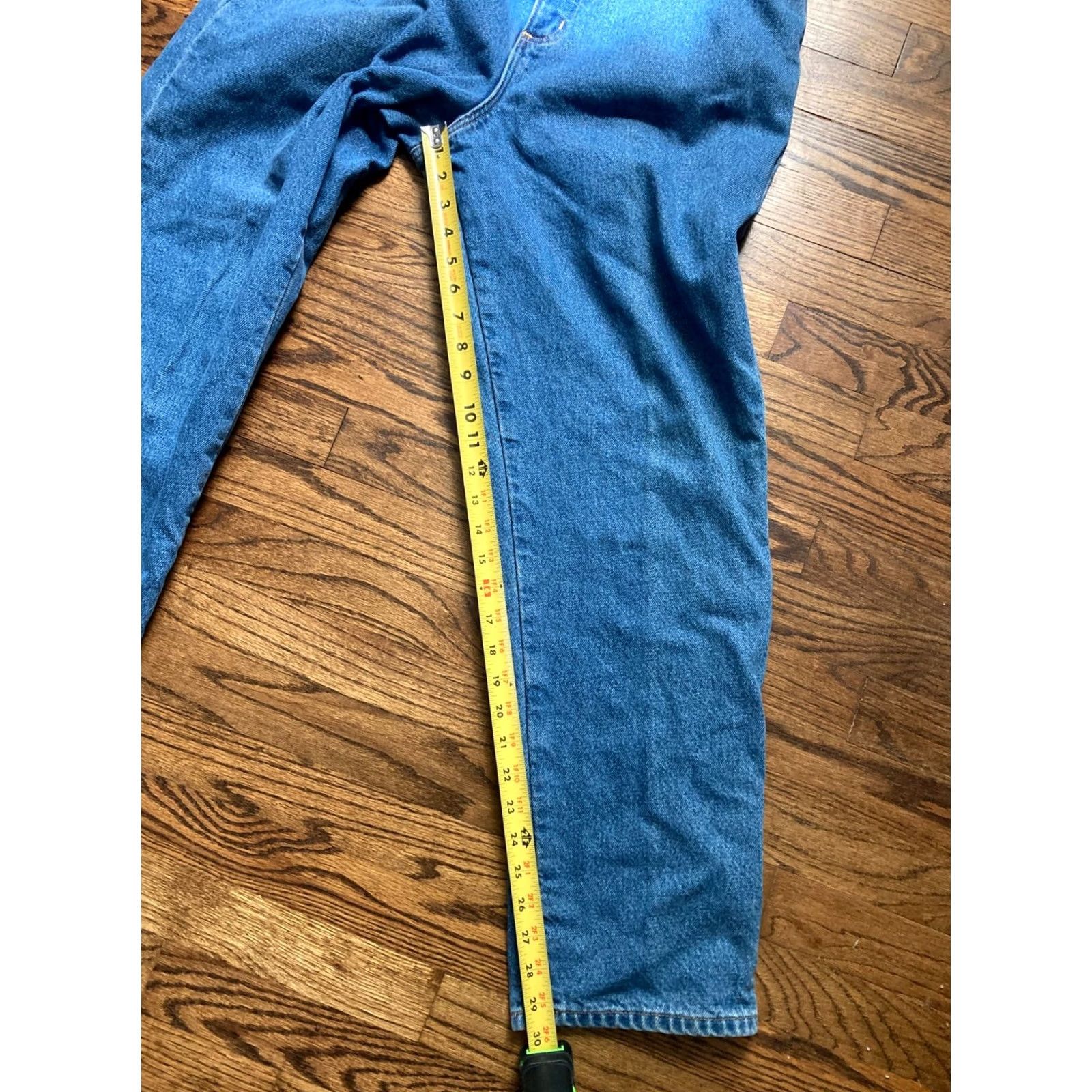 Vintage VINTAGE L.L.Bean Jeans Relaxed Flannel Plaid Mom Jeans Womens 12 Regular Elastic Waist Blue 90s Western Cowgirl Logo Tartan 5-Pocket Inseam 30" Size 34" / US 12 / IT 48 - 5 Thumbnail