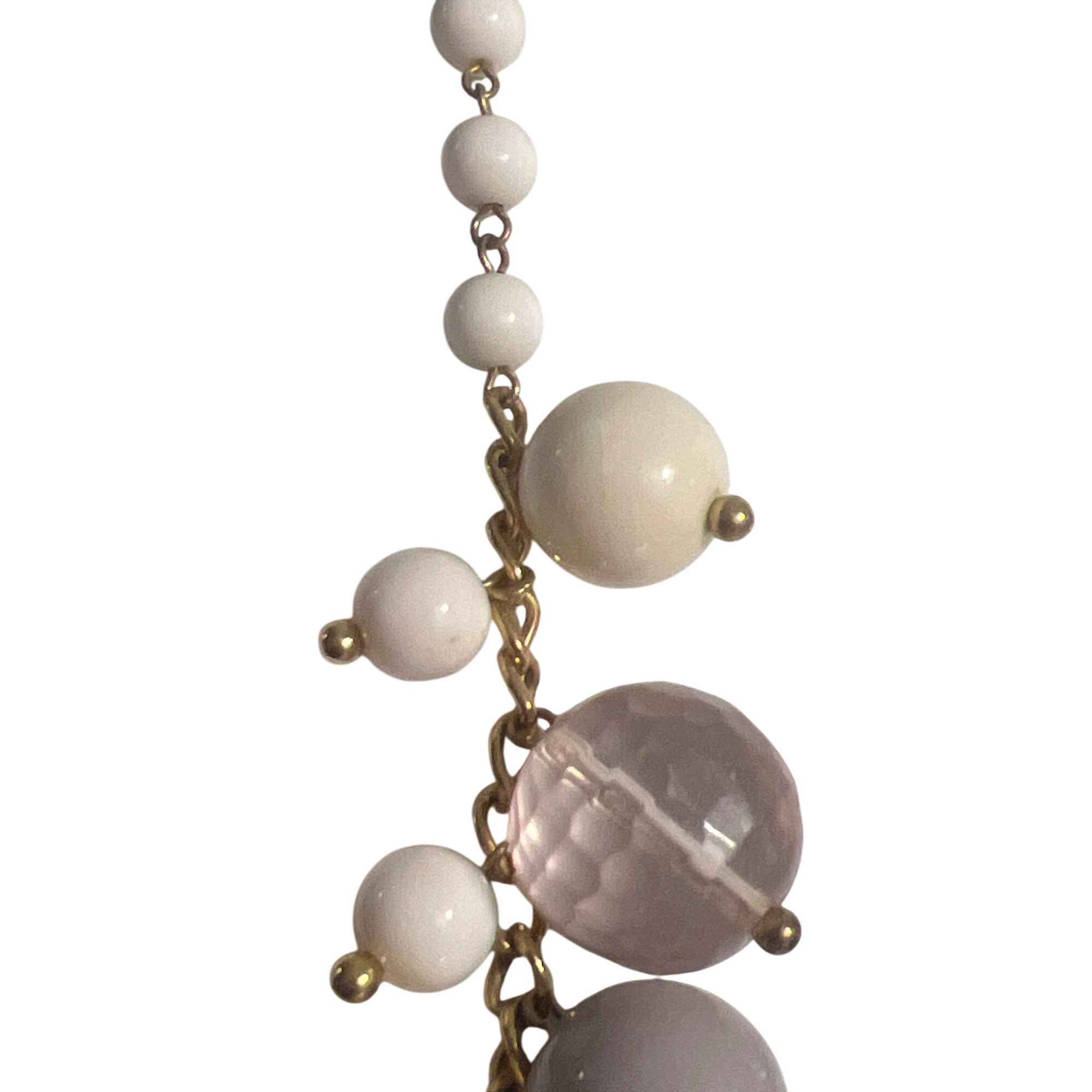 Other Vintage Gold Tone Multi Bead Bauble Necklace White Cream Gra Size ONE SIZE - 3 Thumbnail