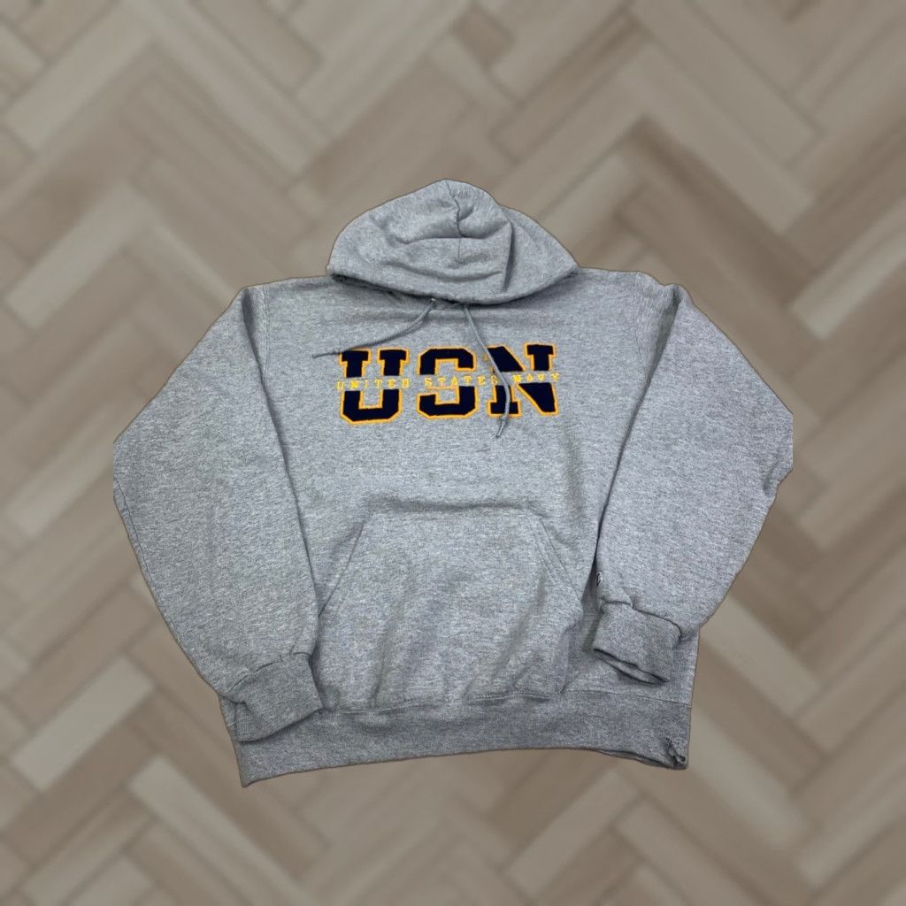 Champion Champion Hoodie Mens M Gray USN Navy United States Navy College Sports USA Pullover Heavyweight Hooded Drawstring 10932 Size US M / EU 48-50 / 2 - 1 Thumbnail
