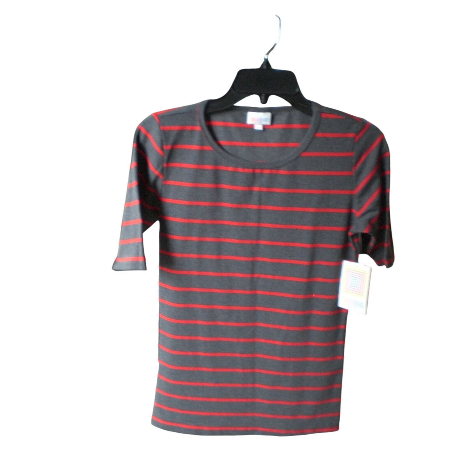 Other NWT LuLaRoe Gray Red Stripes GiGi Shirt Top Blouse SMALL Size S / US 4 / IT 40 - 2 Thumbnail