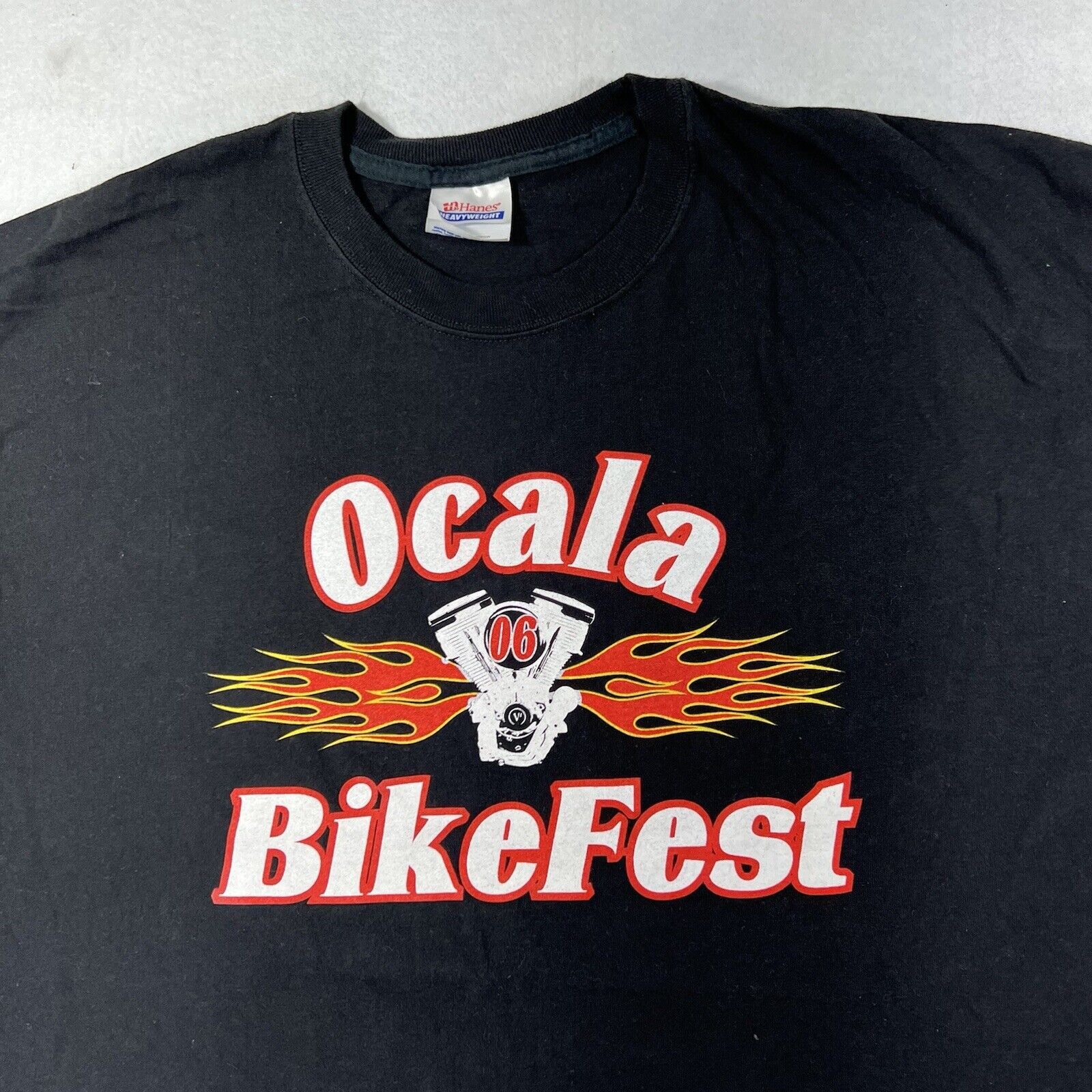 Hanes Vintage Ocala Bike Fest 2006 XL Black Graphic T Shirt Size US XL / EU 56 / 4 - 2 Thumbnail