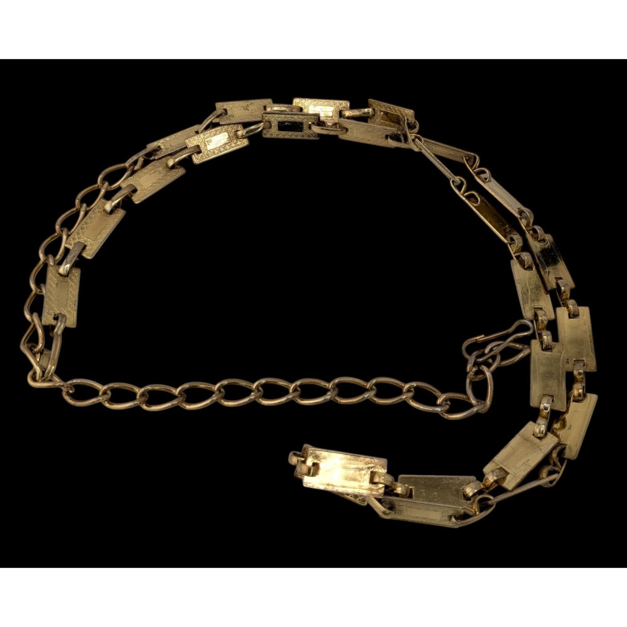 Other Vintage Glam Engraved Rectangle Link Gold-Tone Necklace/Belt Size ONE SIZE - 2 Thumbnail