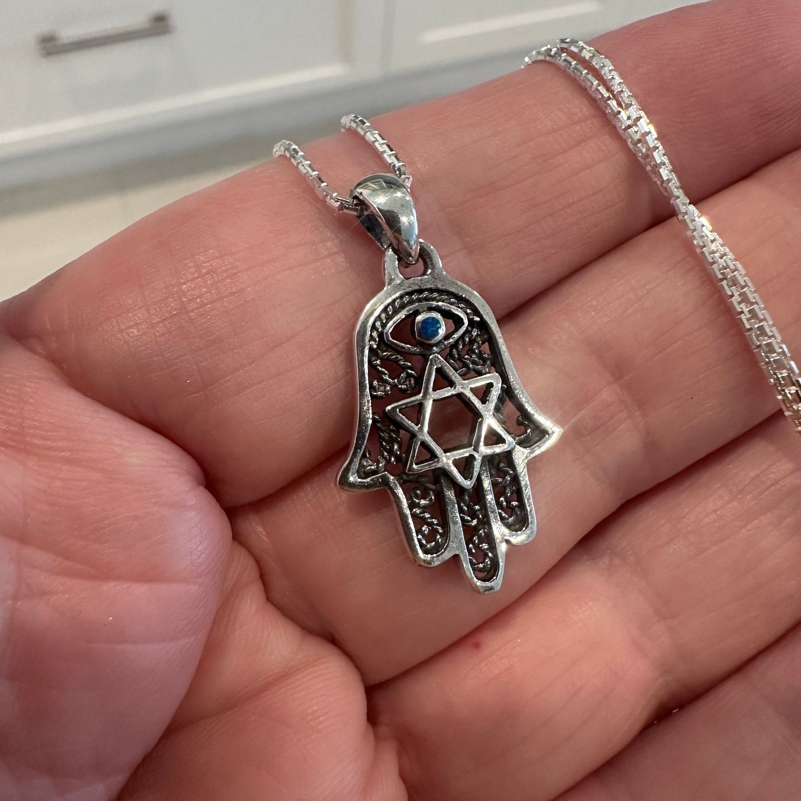 The Unbranded Brand Hamsa ,Star of David , Evil Eye & Turquoise Necklace Size ONE SIZE - 4 Thumbnail