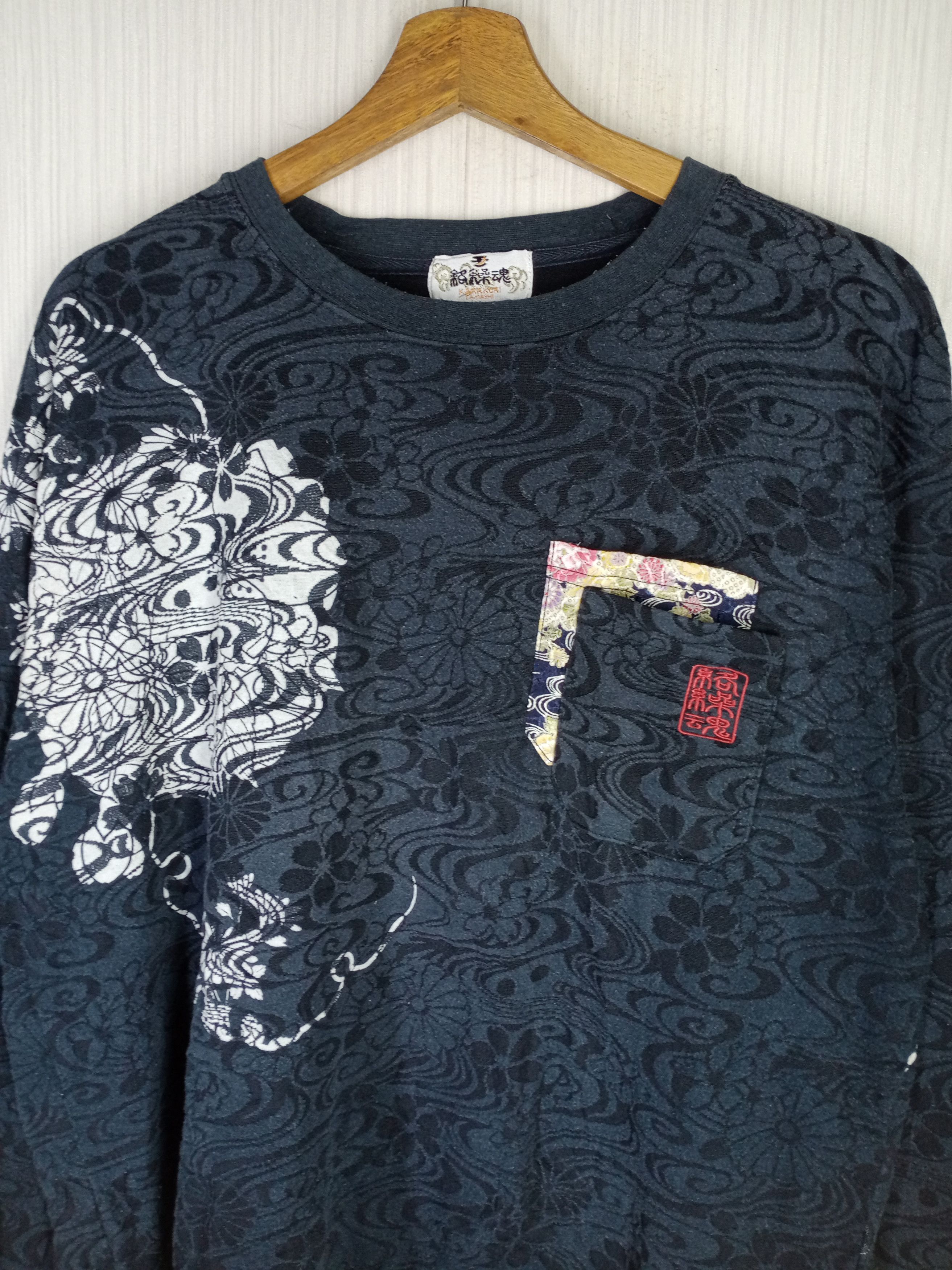 Karakuri Tamashii Rare Vintage Karakuri Tamashi Fullprint Long Sleeve Tshirt Size US XL / EU 56 / 4 - 4 Thumbnail