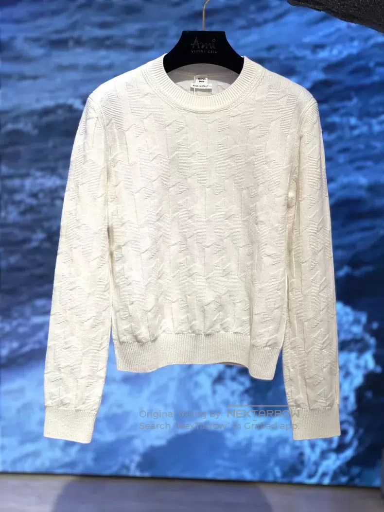 Hermes Wool Long Sleeve Turtleneck Sweater White