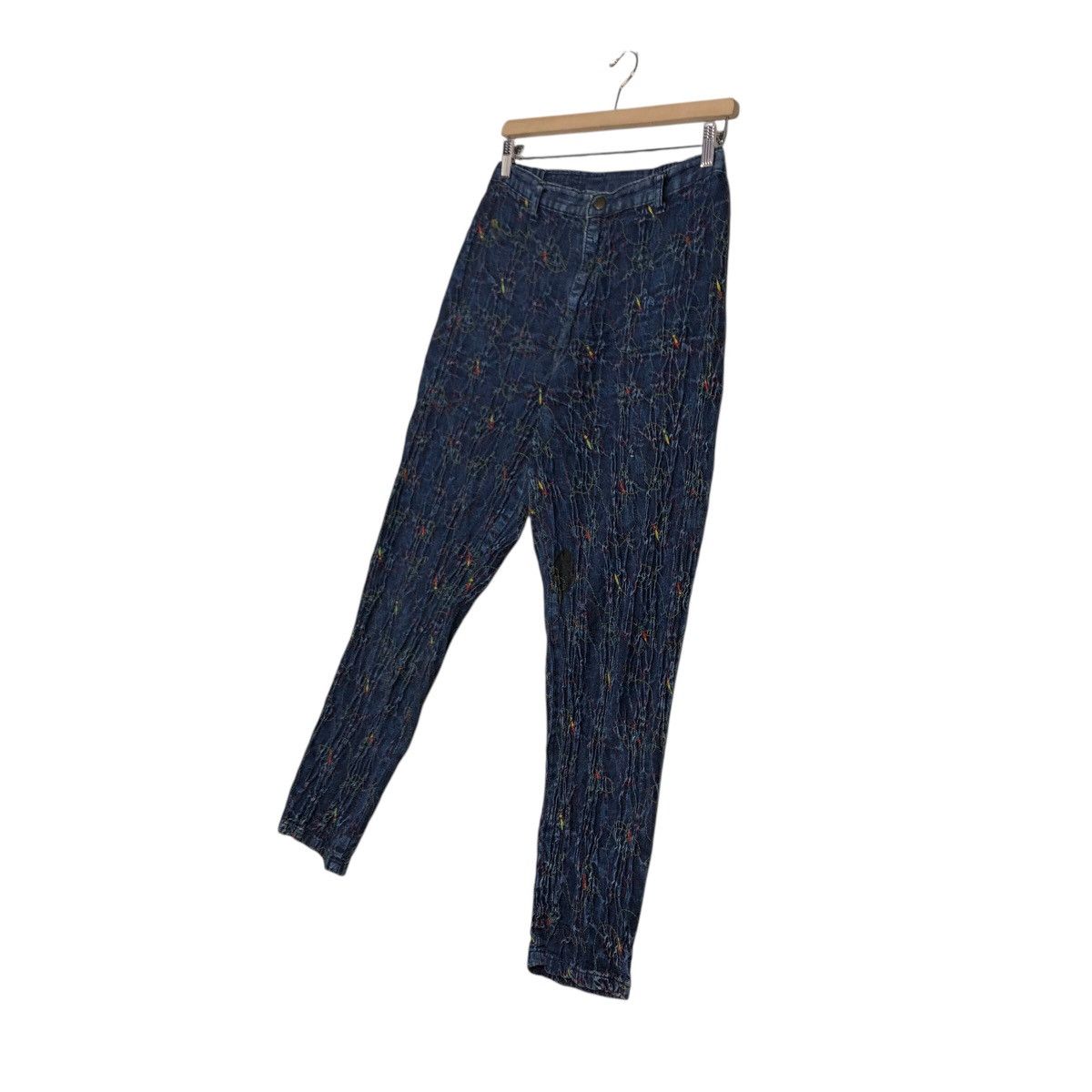 Japanese Brand 📌Vintage Denim Jeans Colourful Quilted Design Size 28" / US 6 / IT 42 - 3 Thumbnail