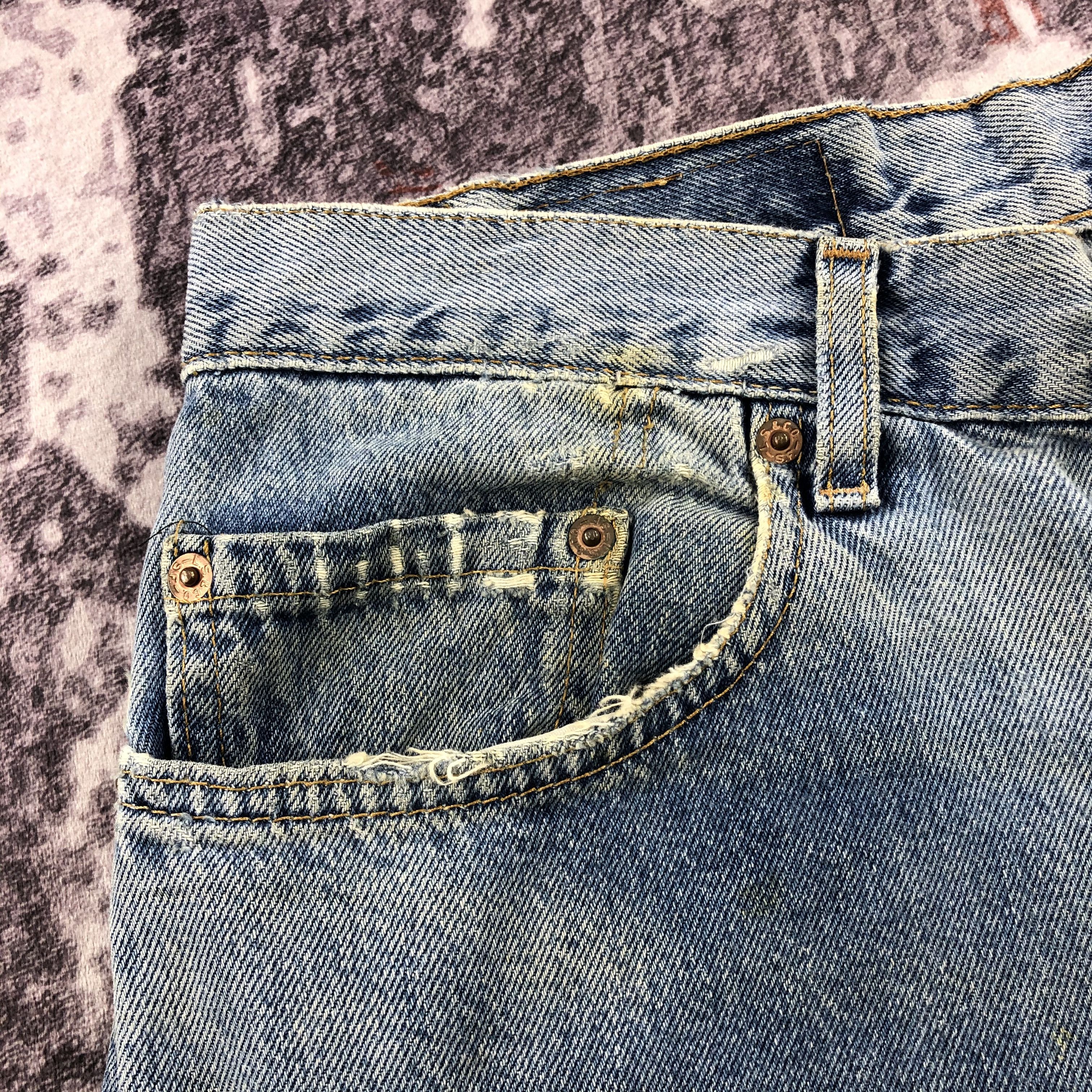 Levi's × Vintage Vintage 90s Ripped Levis 505 Jeans-JM2451 Size US 34 / EU 50 - 12 Thumbnail