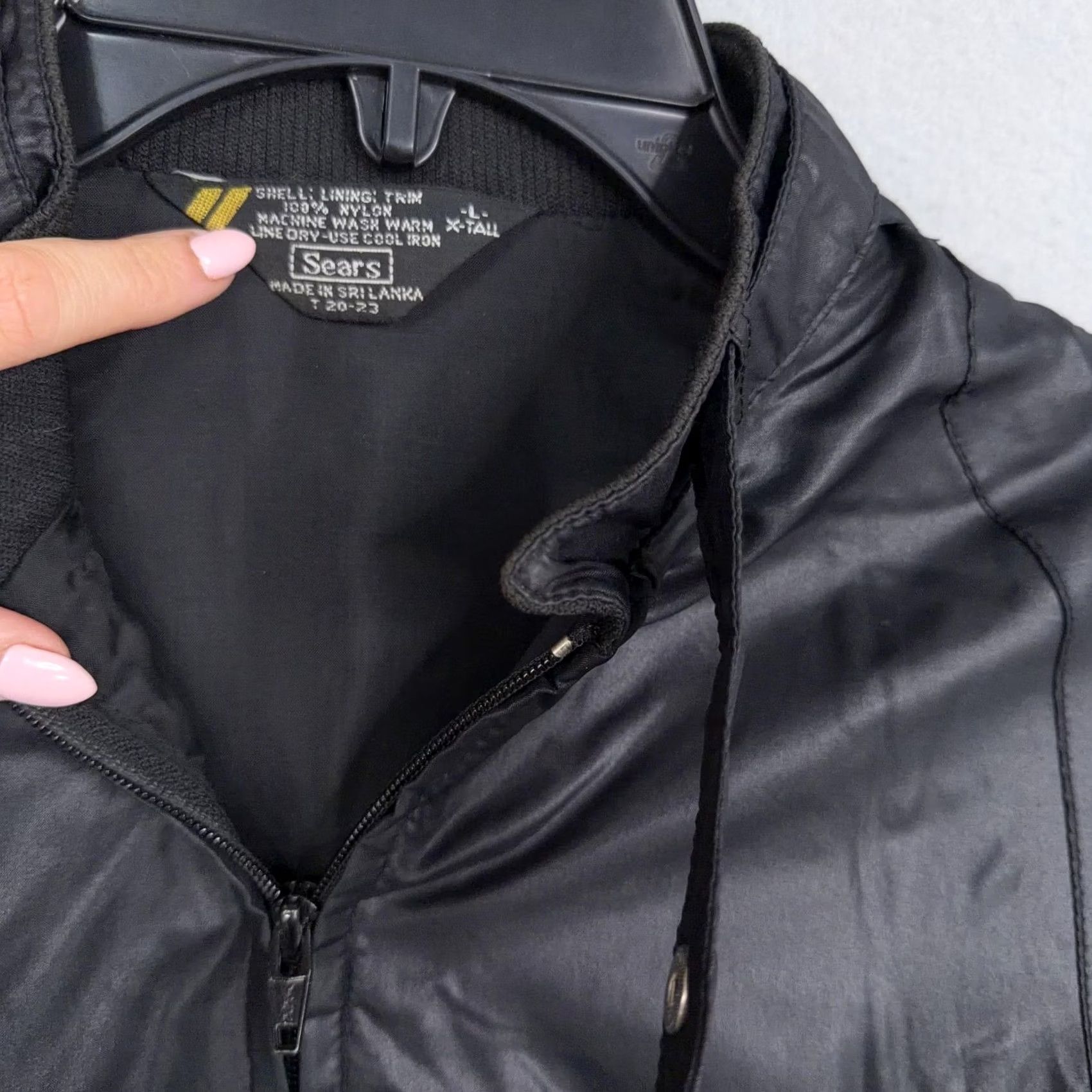 Sears VINTAGE Sears Jacket Mens LT Black Nylon Windbreaker Full Zip Racer Moto Style Windbreaker Size US L / EU 52-54 / 3 - 2 Thumbnail