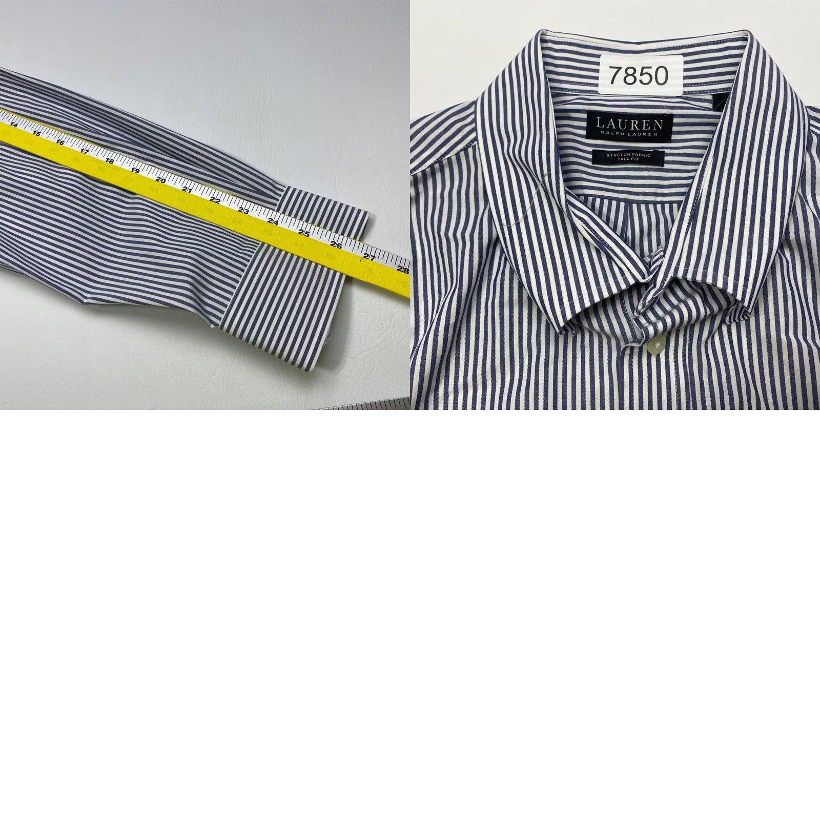 Ralph Lauren VINTAGE Ralph Lauren Shirt Mens 18 Gray White Striped Button Up Long Sleeve Stretch 7850 Size US XXL / EU 58 / 5 - 9 Thumbnail