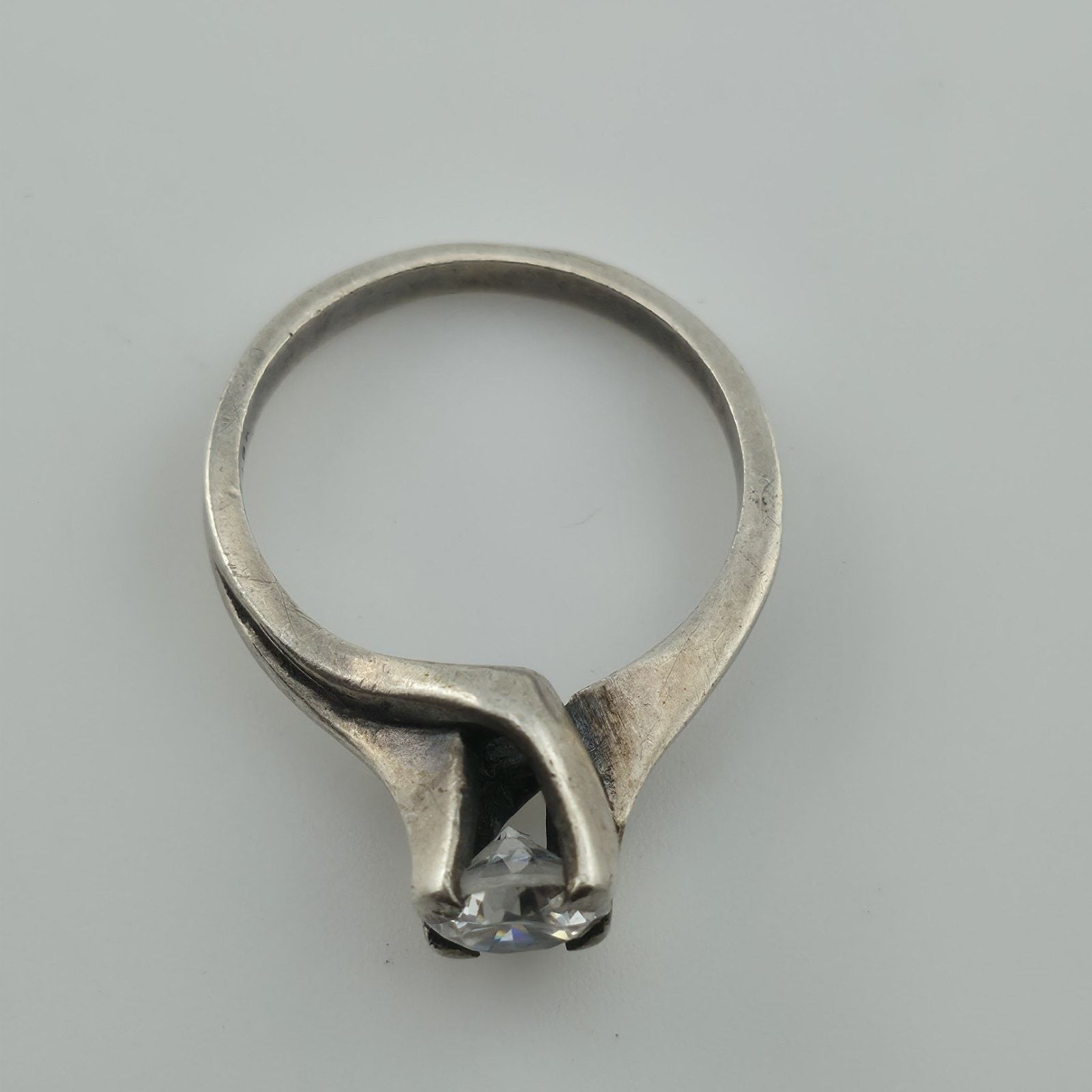 Other Sterling Silver Solitaire Ring CZ Stone Modernist 6.5 VTG Size ONE SIZE - 4 Thumbnail