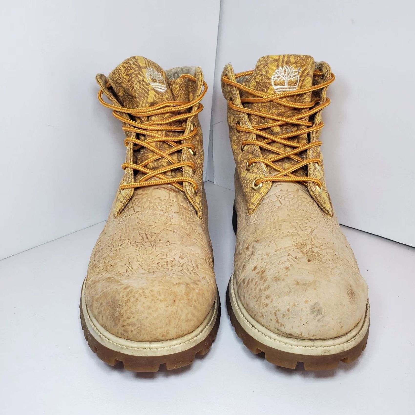 Timberland Timberland Mens Chukka Boot Lace Up Leather Upper Anti Fatigue Embossed Canvas 11.5 Tan Limited Edition Shoes Size US 12 / EU 45 - 2 Thumbnail