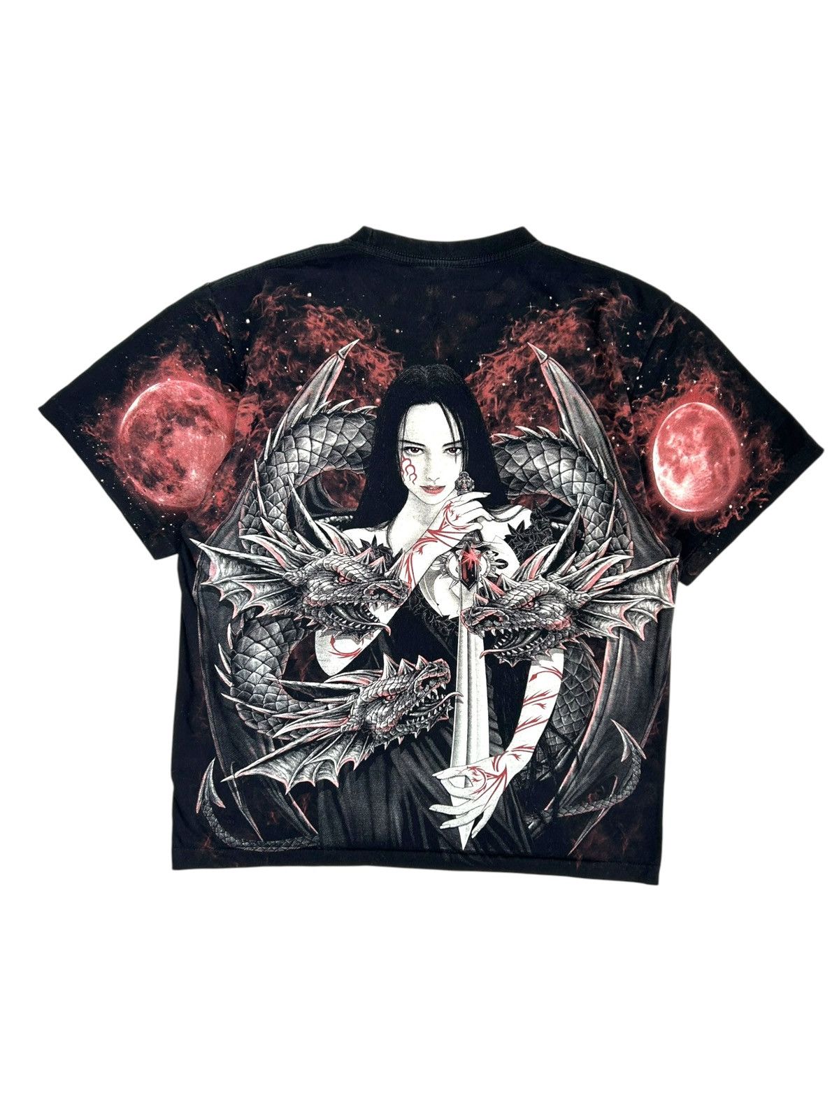 Other Vintage Women Warrior Dragon Y2K Overprint Rare Tee Shirt Size US M / EU 48-50 / 2 - 2 Thumbnail