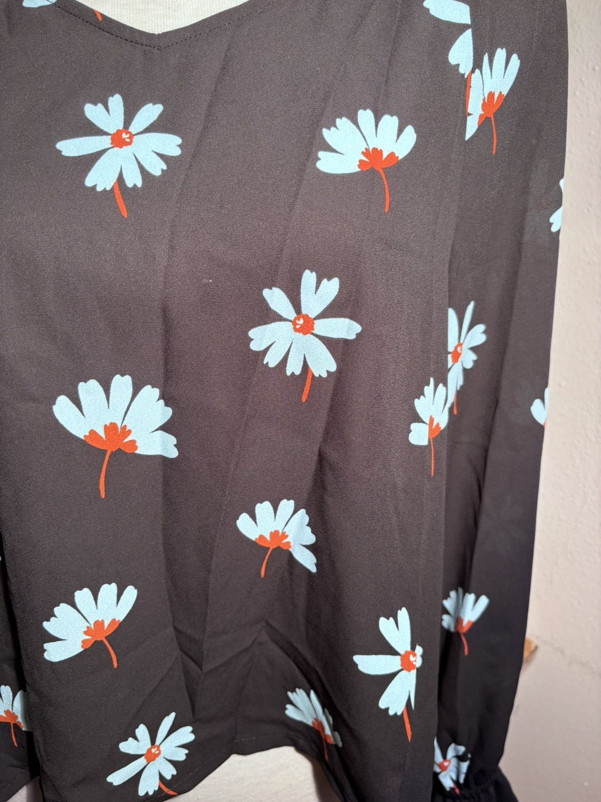 Bar III Bar lll Floral Mesh Blouse Size XL / US 12-14 / IT 48-50 - 3 Thumbnail