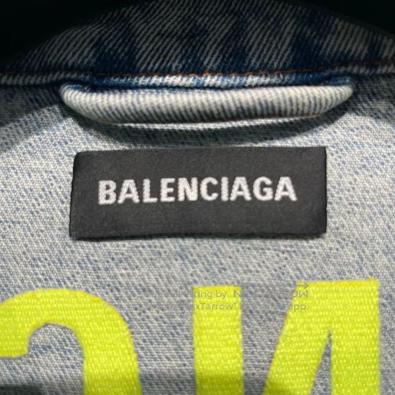 Balenciaga Balenciaga Denim Jacket with Yellow Embroidered Logo on Ba Size US S / EU 44-46 / 1 - 3 Thumbnail