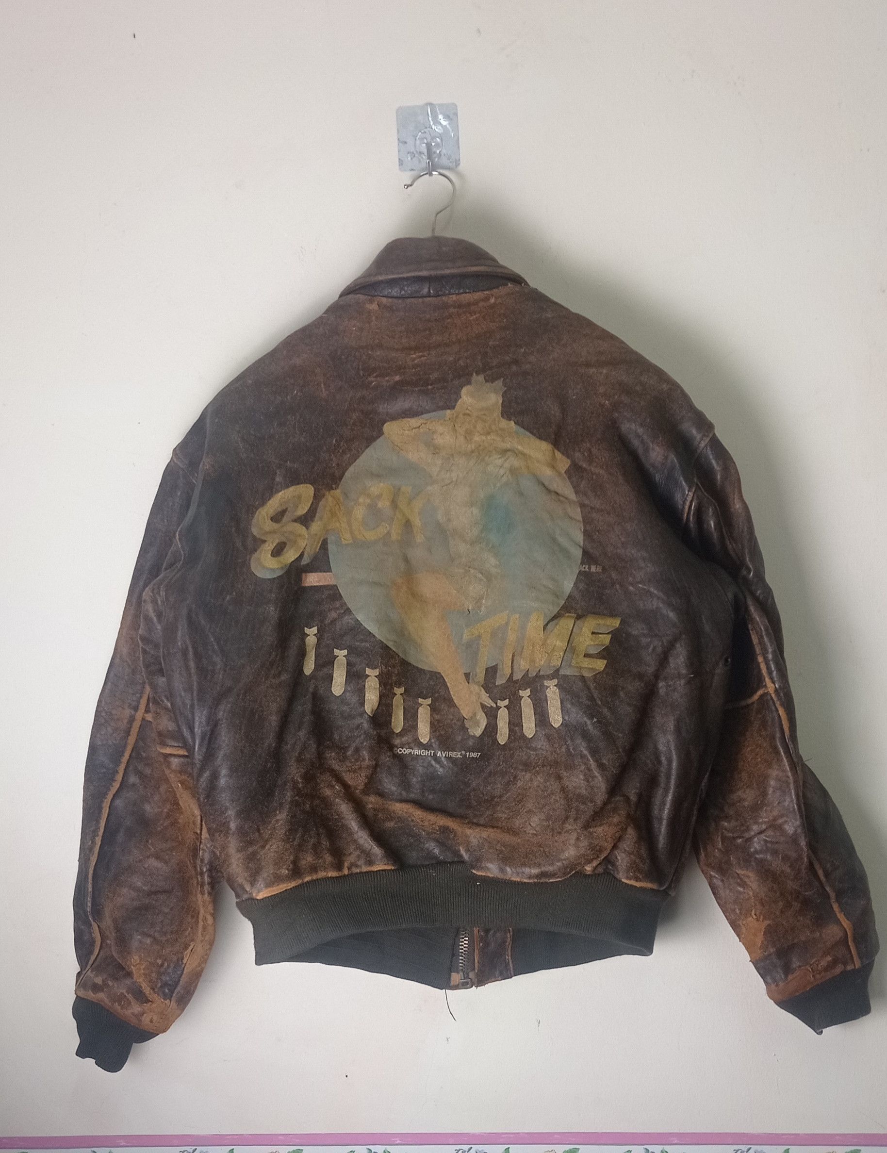 Military Vintage 1990 Avirex ‘Sack Time’ Leather Jacket | Grailed