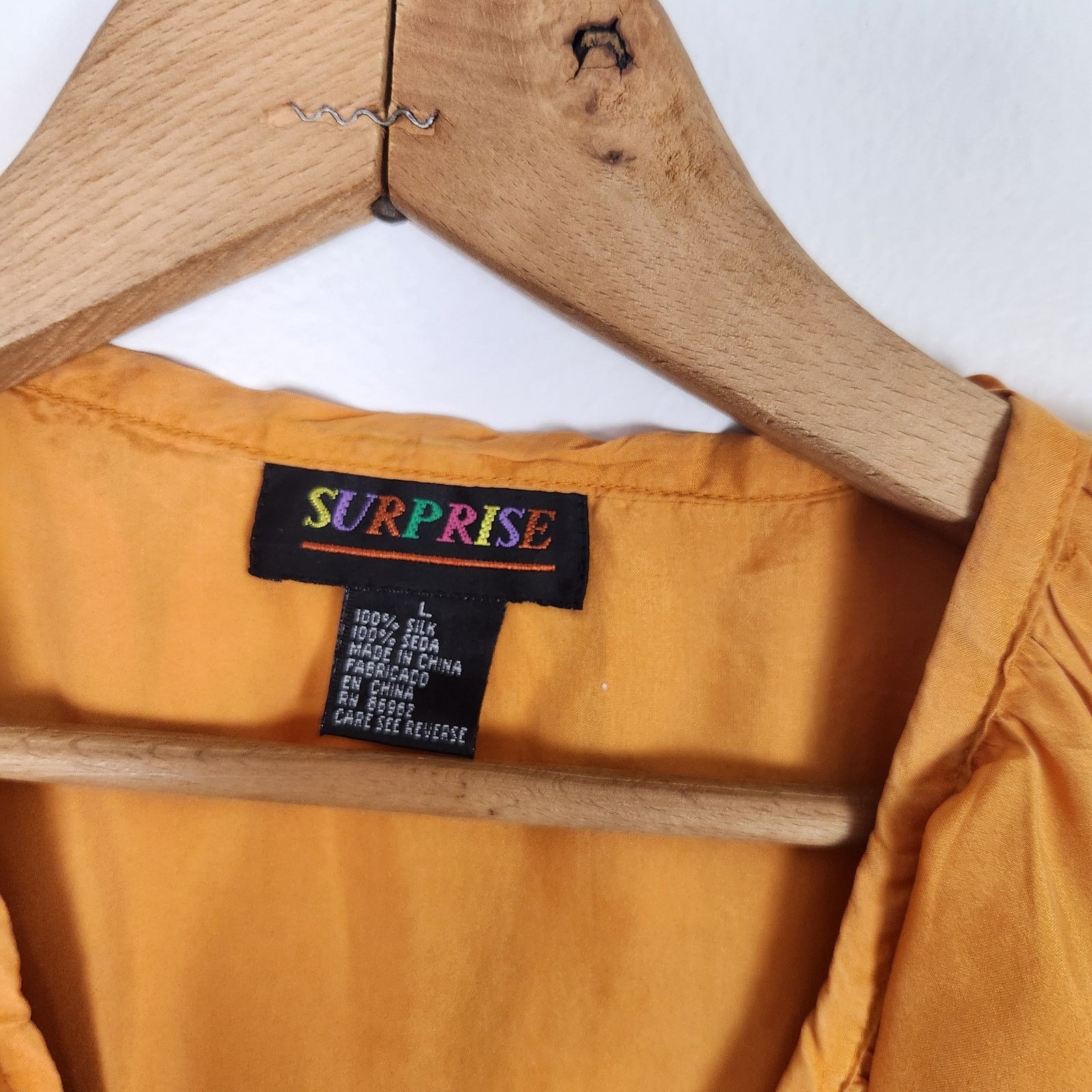Vintage Orange Silk Ruffle Lace Up Top Soft Surprise Large Size L / US 10 / IT 46 - 7 Thumbnail