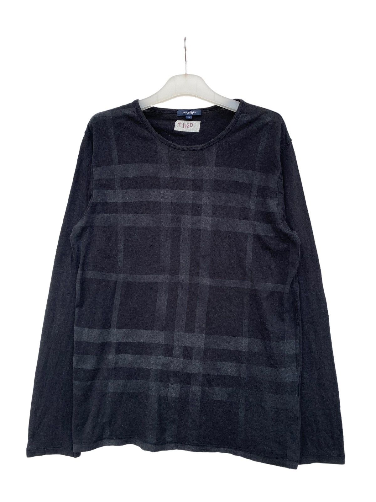 image of Burberry London Nova Check Long Sleeve Tees in Black, Men's (Size Medium)