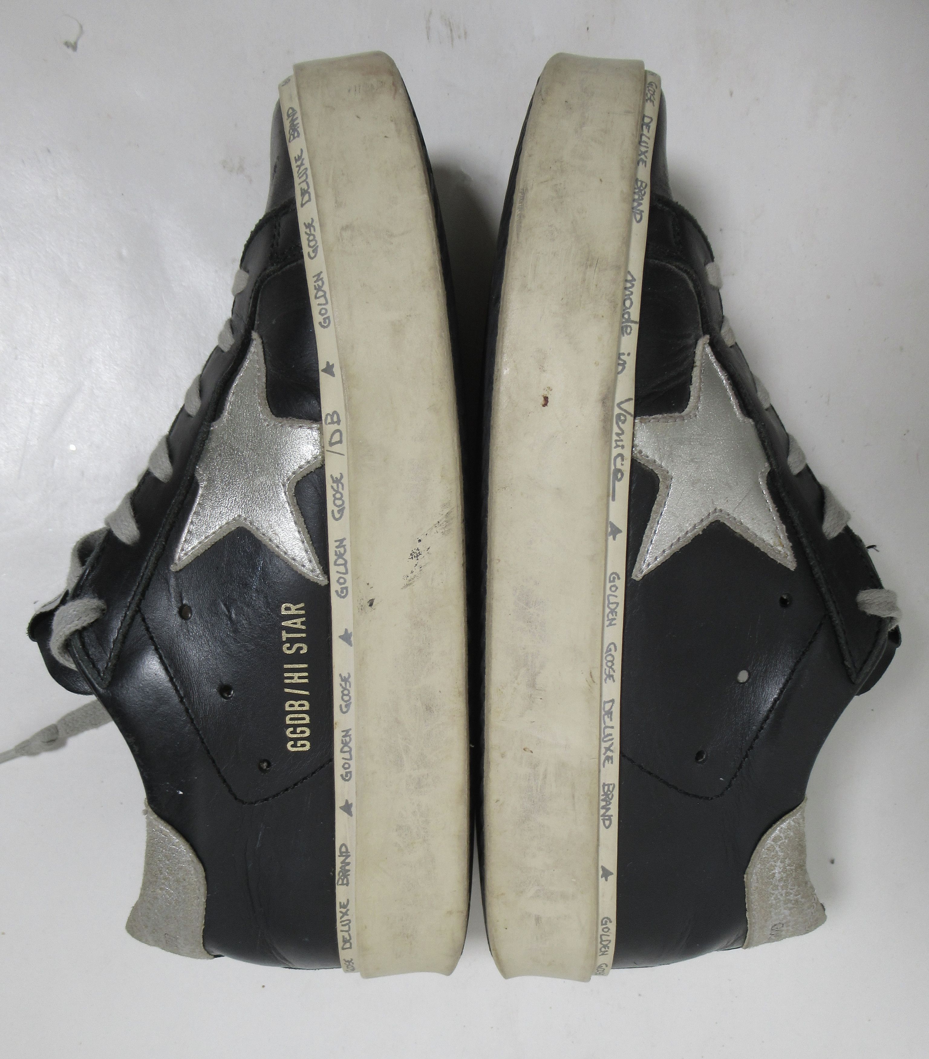 Golden Goose Golden Goose Hi Star Black Leather Silver Star Silver Heel Size US 5 / IT 35 - 8 Thumbnail