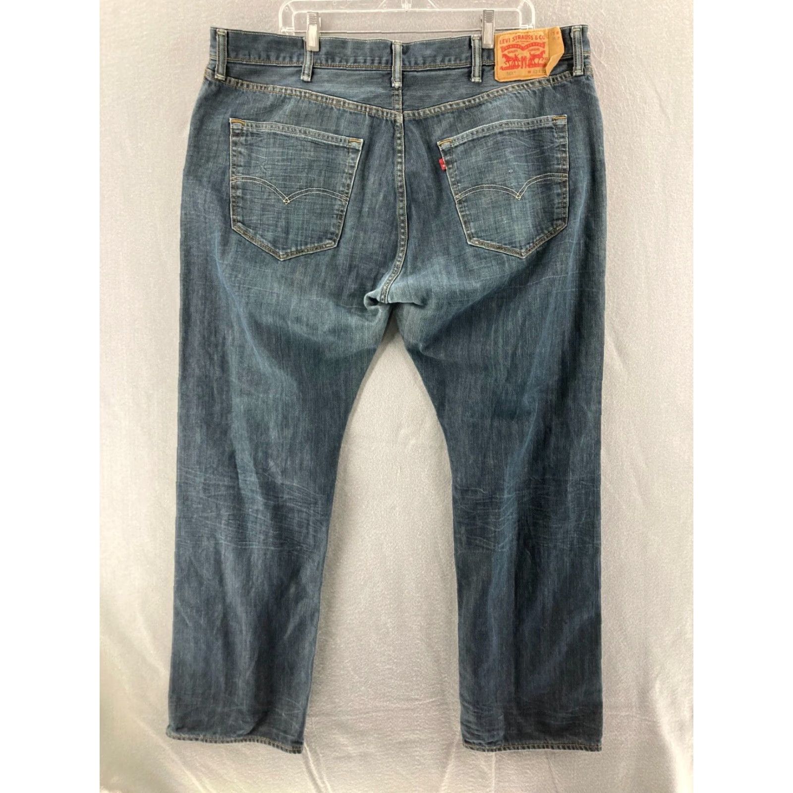 Levi's VINTAGE Levi's 501 Jeans Mens 42x32 Blue Denim Original Fit Button Fly Pants Dark Wash Denim Jeans 501 Series Western Classic 90s Mens Size US 42 / EU 58 - 6 Thumbnail