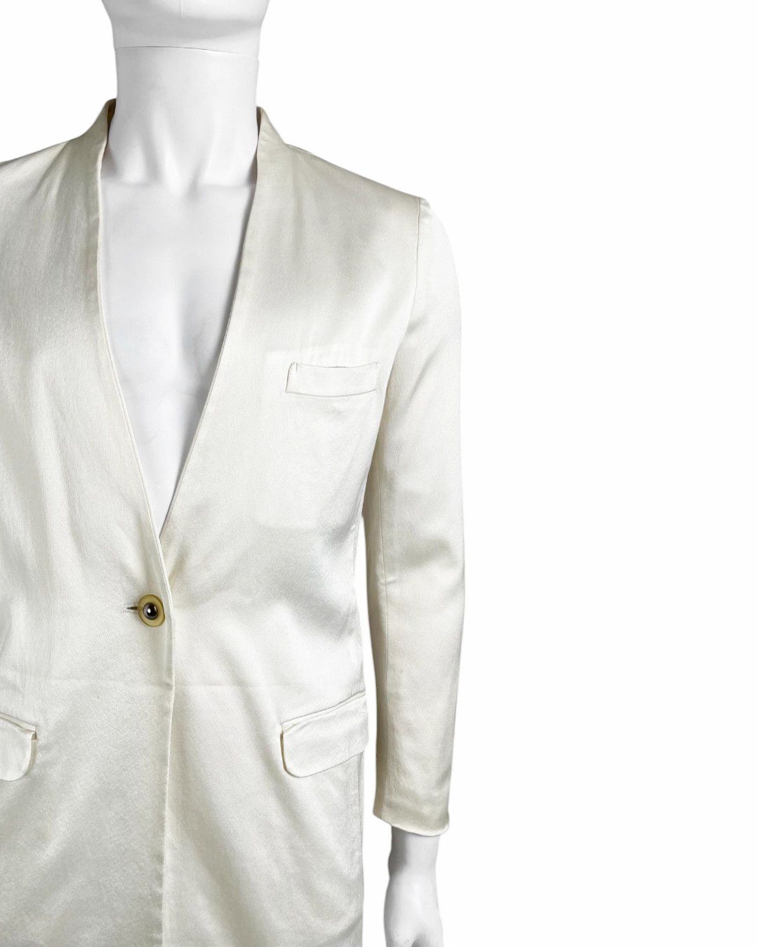Issey Miyake S/S 2006 White One Button Long Blazer Size US M / EU 48-50 / 2 - 6 Thumbnail