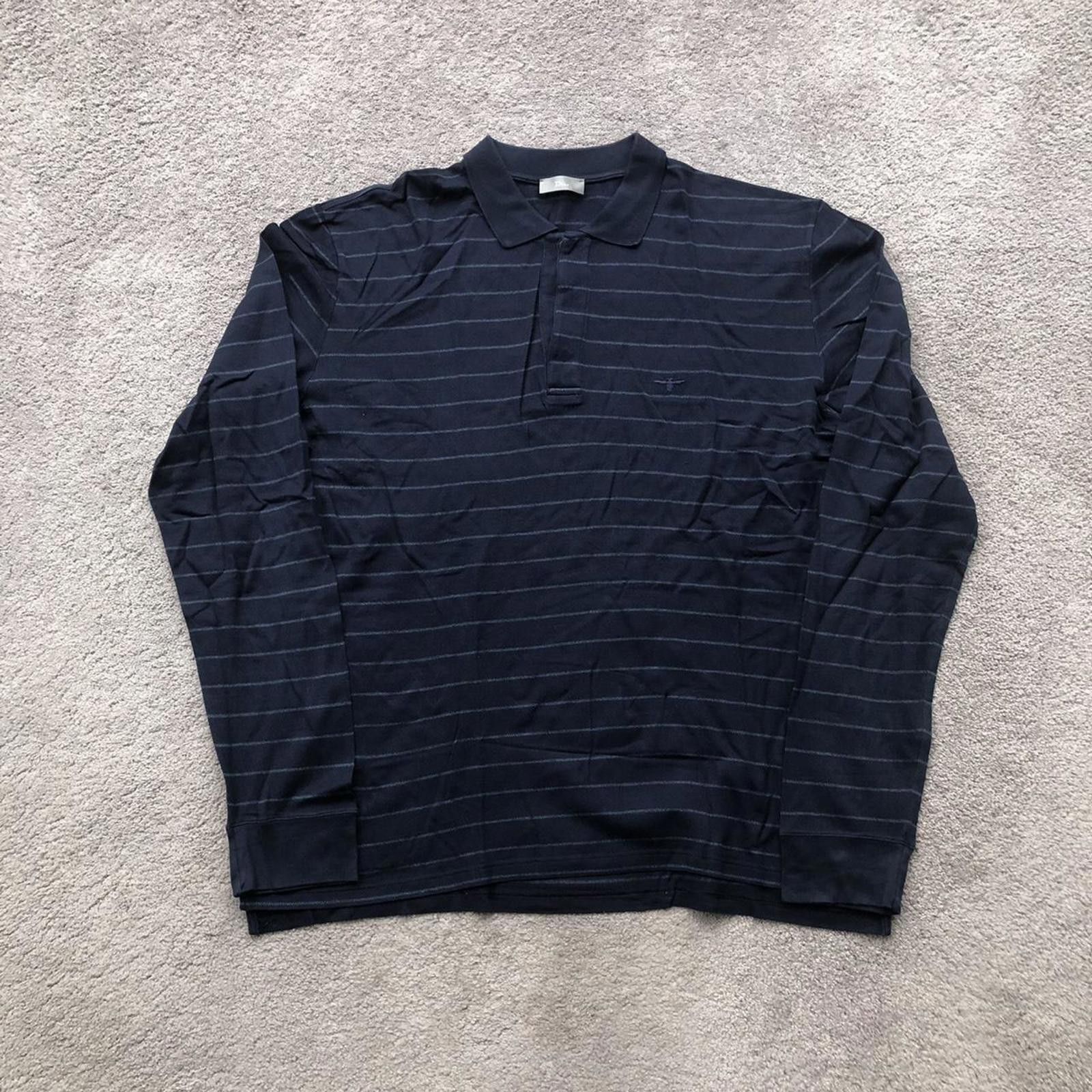 Dior Homme SS06 ネイビーとブラックのストライプ ポロシャツ S Dior × Hedi Slimane Dior Homme SS06 Blue & White Striped Union
