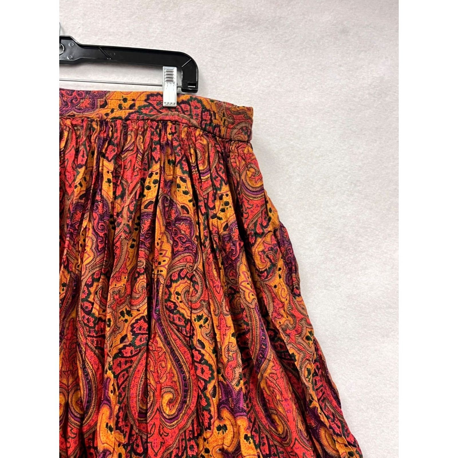 Vintage VINTAGE Passports Maxi Skirt Womens 2-3XL Orange Paisley Long 80s Size 26" / US 2 / IT 38 - 5 Thumbnail