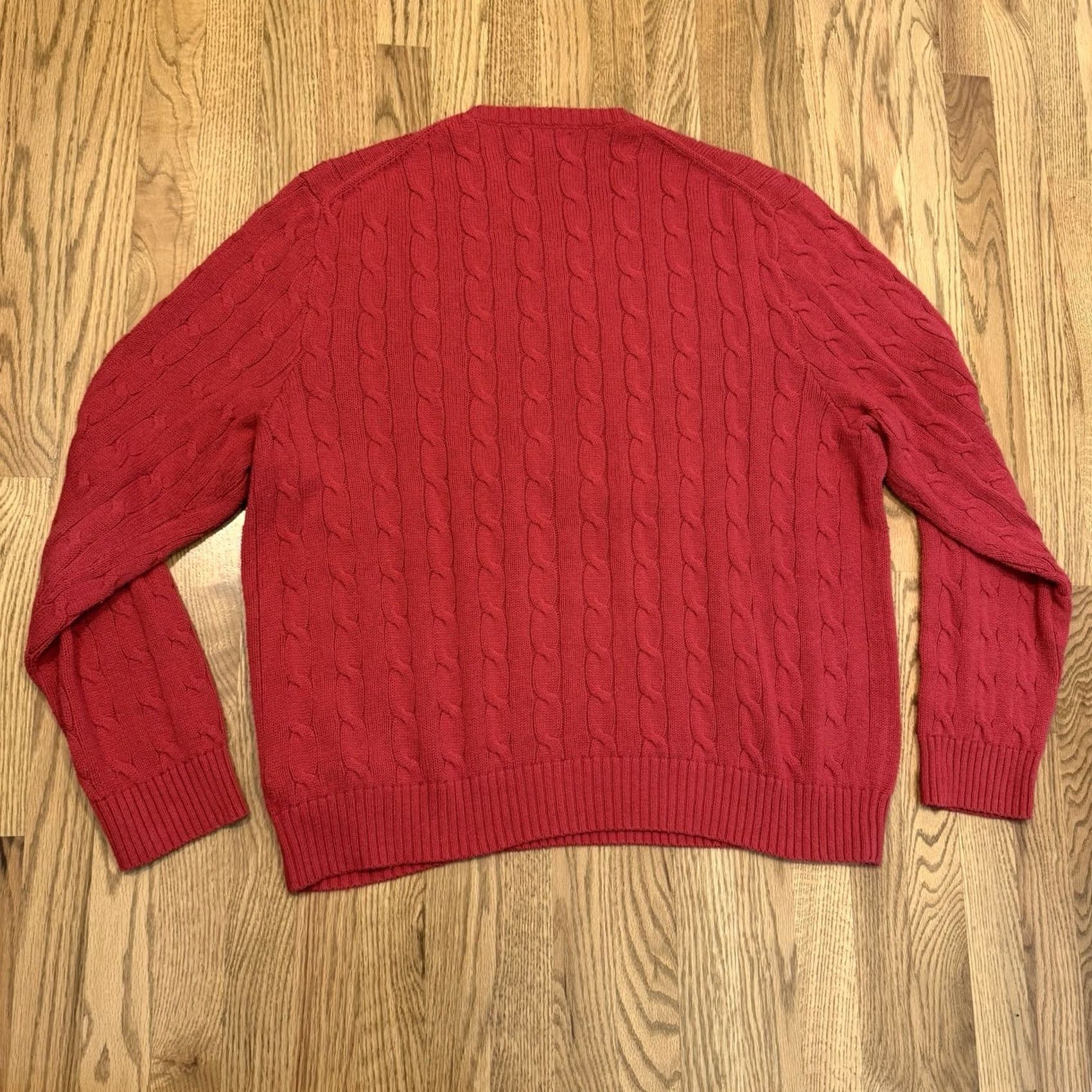 Polo Ralph Lauren Polo Ralph Lauren Sweater Men’s 2XL Cable Knit Cotton Crew Neck Embroidered Pony Coral Red Size US XXL / EU 58 / 5 - 2 Thumbnail