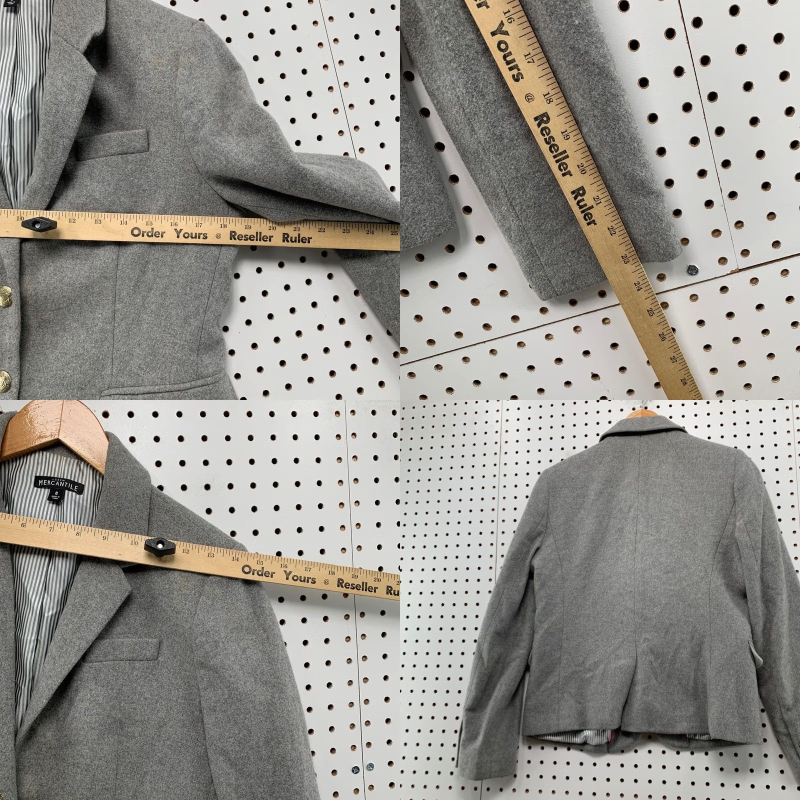 J.Crew J.Crew Mercantile Blazer Women's Gray Wool Blend 2-Button Gold Crest Buttons Sz 8 Jacket Coat Size M / US 6-8 / IT 42-44 - 9 Thumbnail