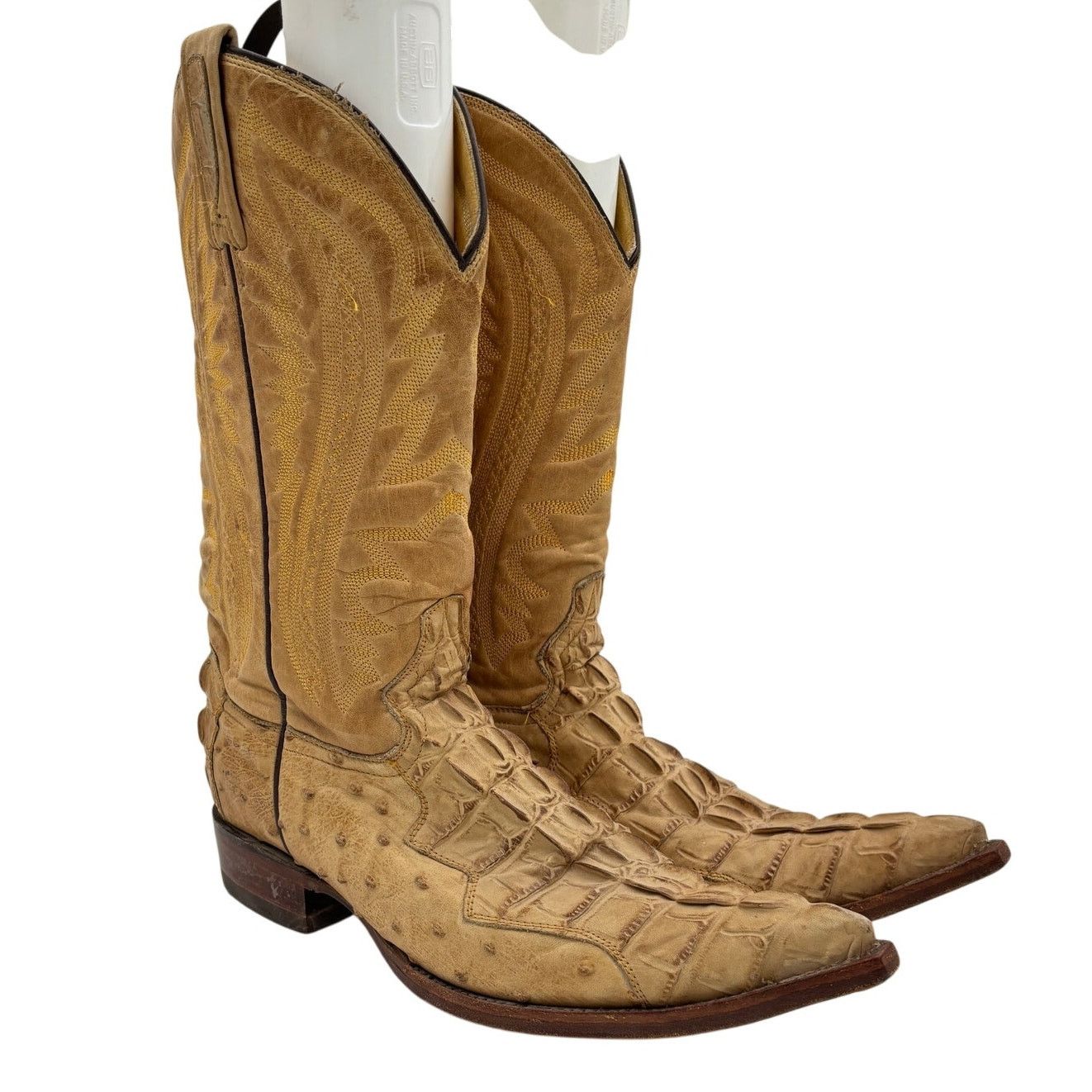 Rudel Ostrich Alligator Leather Cowboy Western Boots 7EE