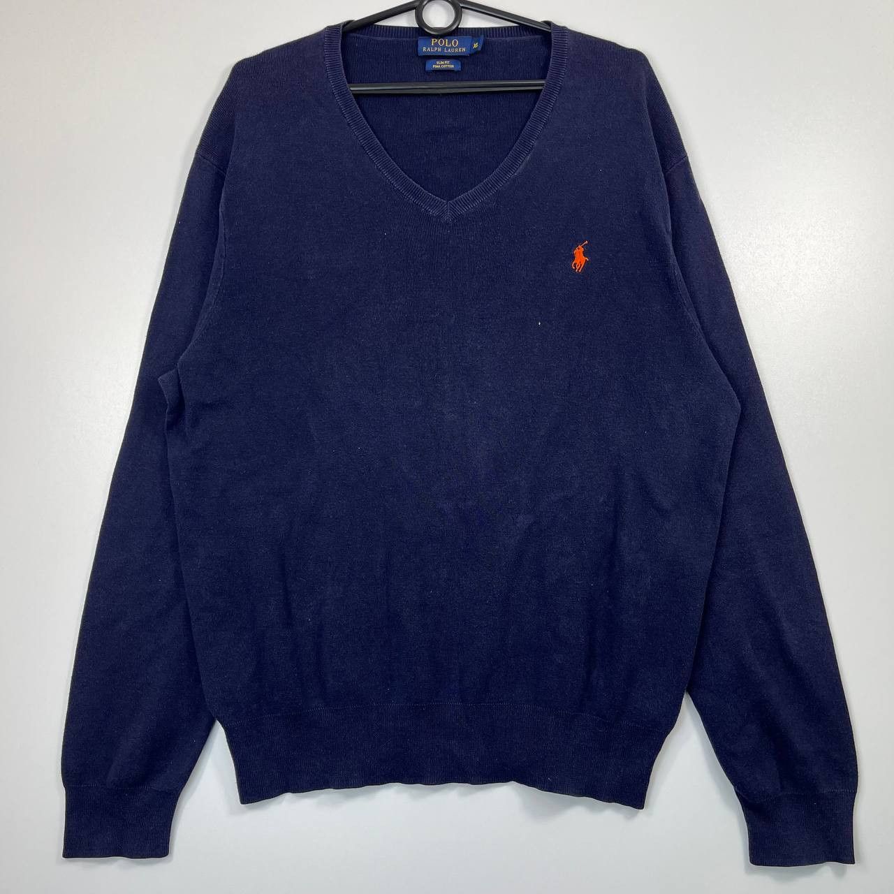Polo Ralph Lauren Polo Ralph Lauren Slim Fit Pima Cotton Sweater V Neck XL Size US XL / EU 56 / 4 - 1 Thumbnail