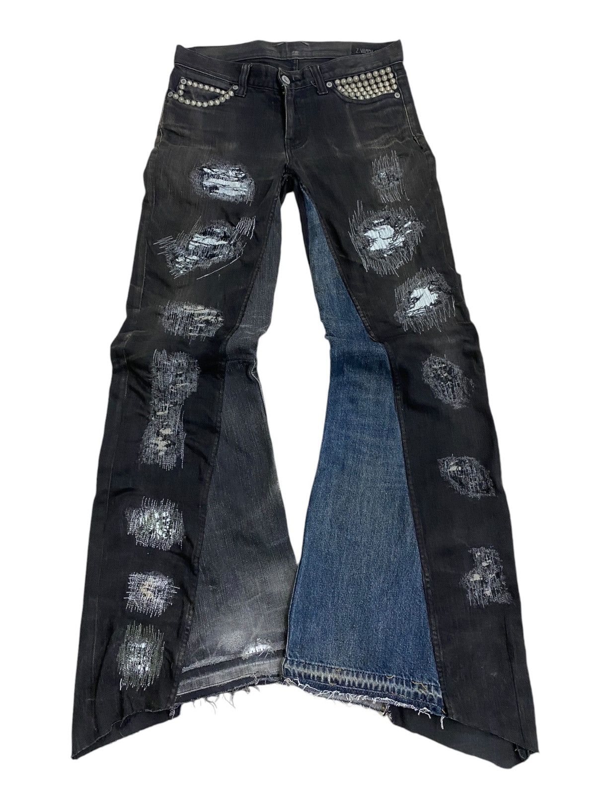 If Six Was Nine × Japanese Brand × Le Grande Bleu (L.G.B.) Vintage Z. Vargas Wide Legs Uruboros Heavy Stiched Studded Size US 31 - 2 Thumbnail
