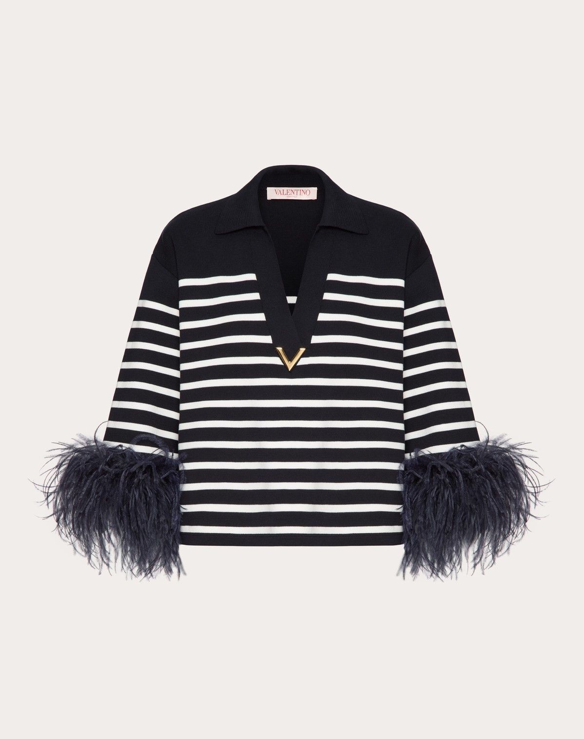 Valentino o1s1wg110525 Cotton Jumper With Feathers in Multicolor Size S / US 4 / IT 40 - 1 Thumbnail