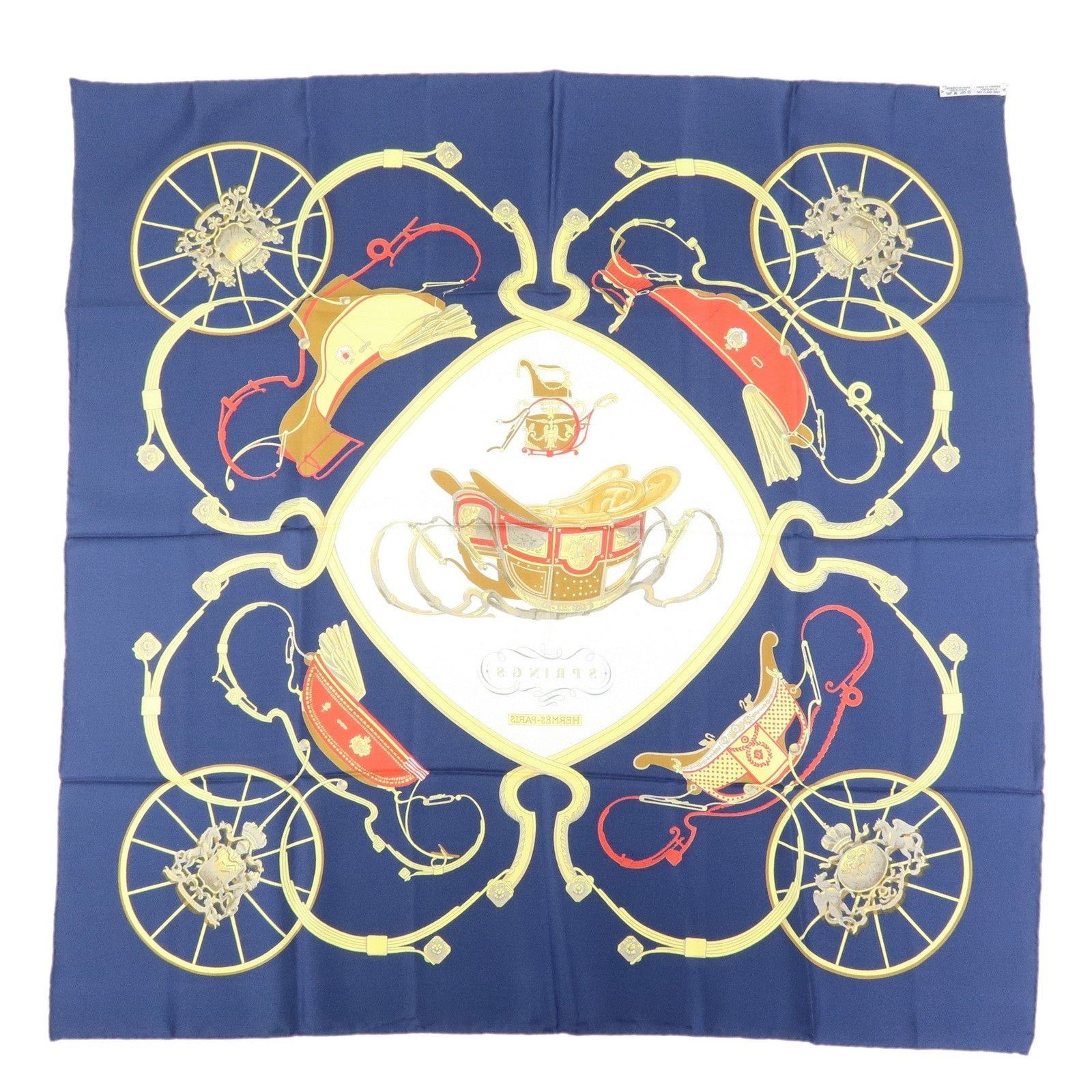 Hermes Hermes Springs Carre 90 Silk Scarf Navy Size ONE SIZE - 2 Thumbnail