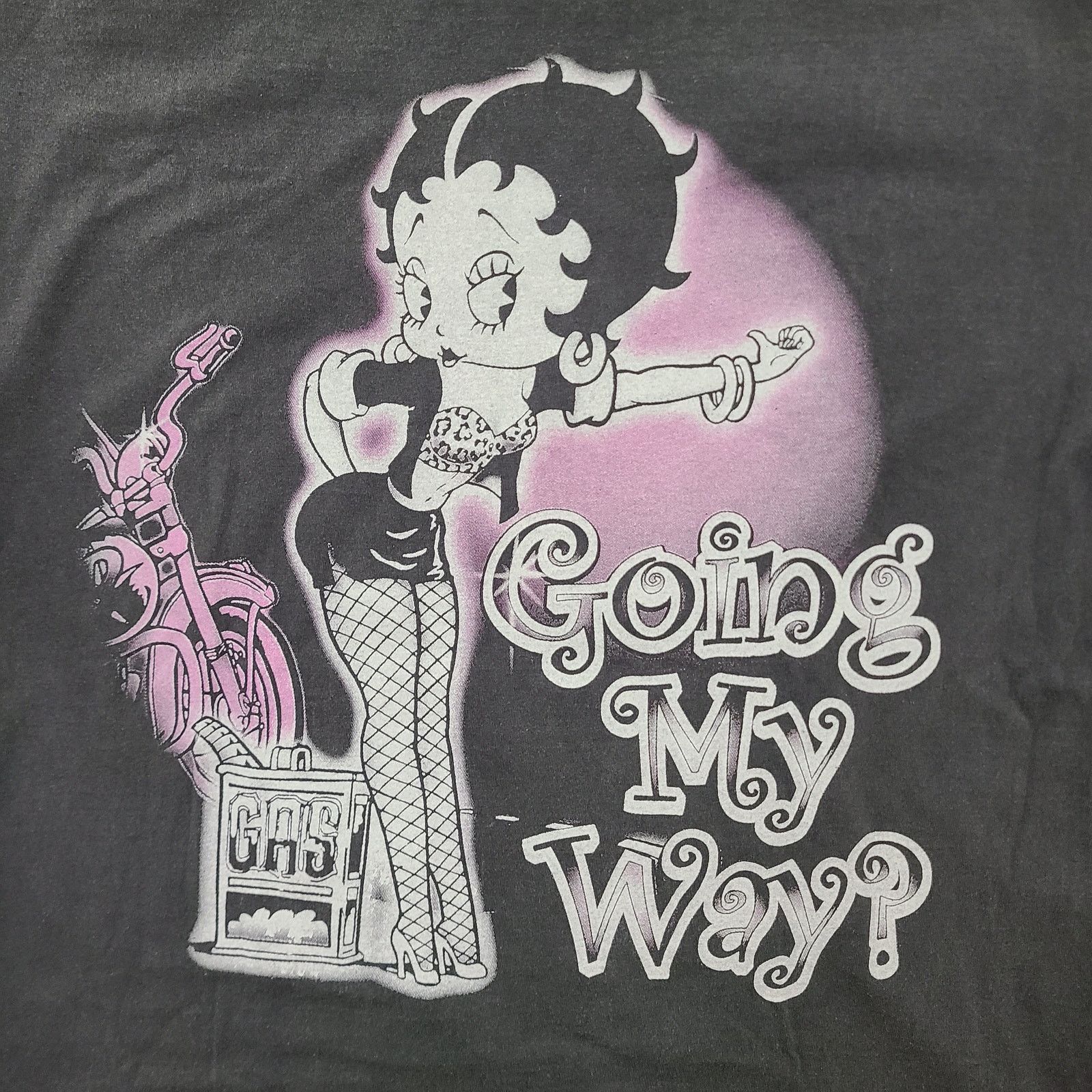 Other Betty Boop Biker Mens XL AOP Shirt Black Faded Single Stitch Size US XL / EU 56 / 4 - 2 Thumbnail
