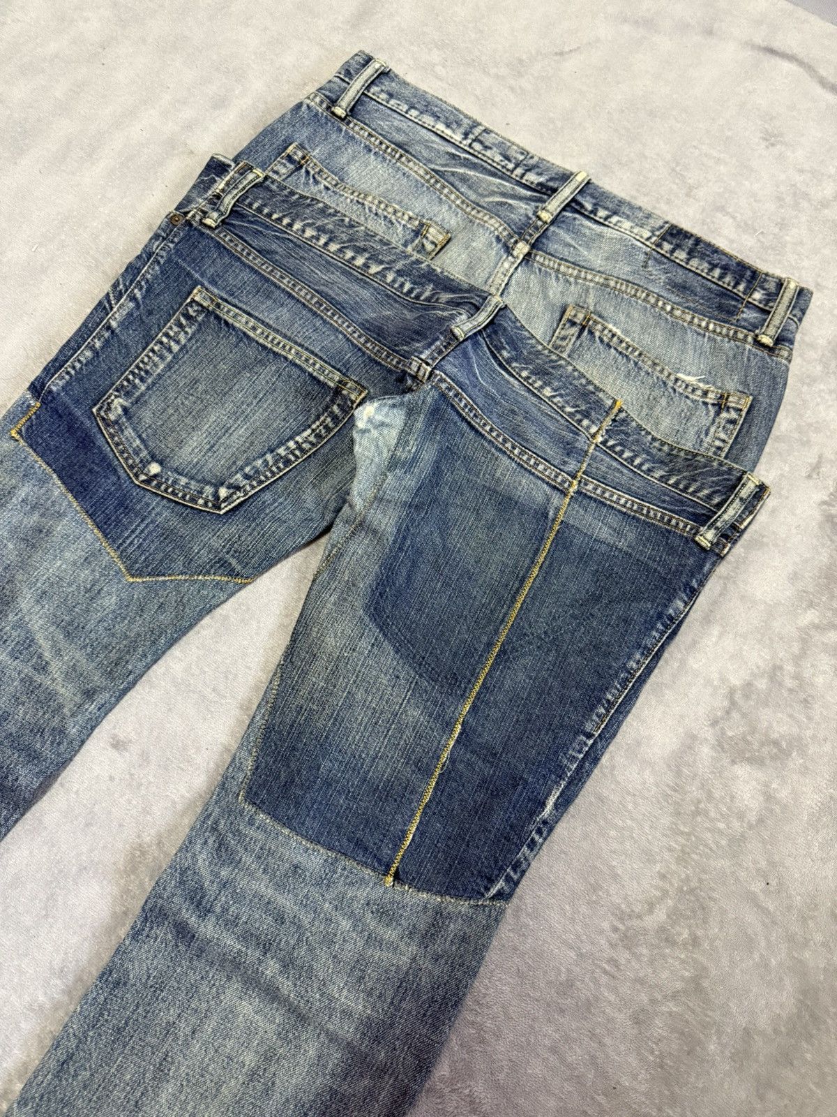Japanese Brand × Le Grande Bleu (L.G.B.) Antgauge Japan Asymmetrical Pocket Double Waist Fade Jeans Size US 32 / EU 48 - 8 Thumbnail