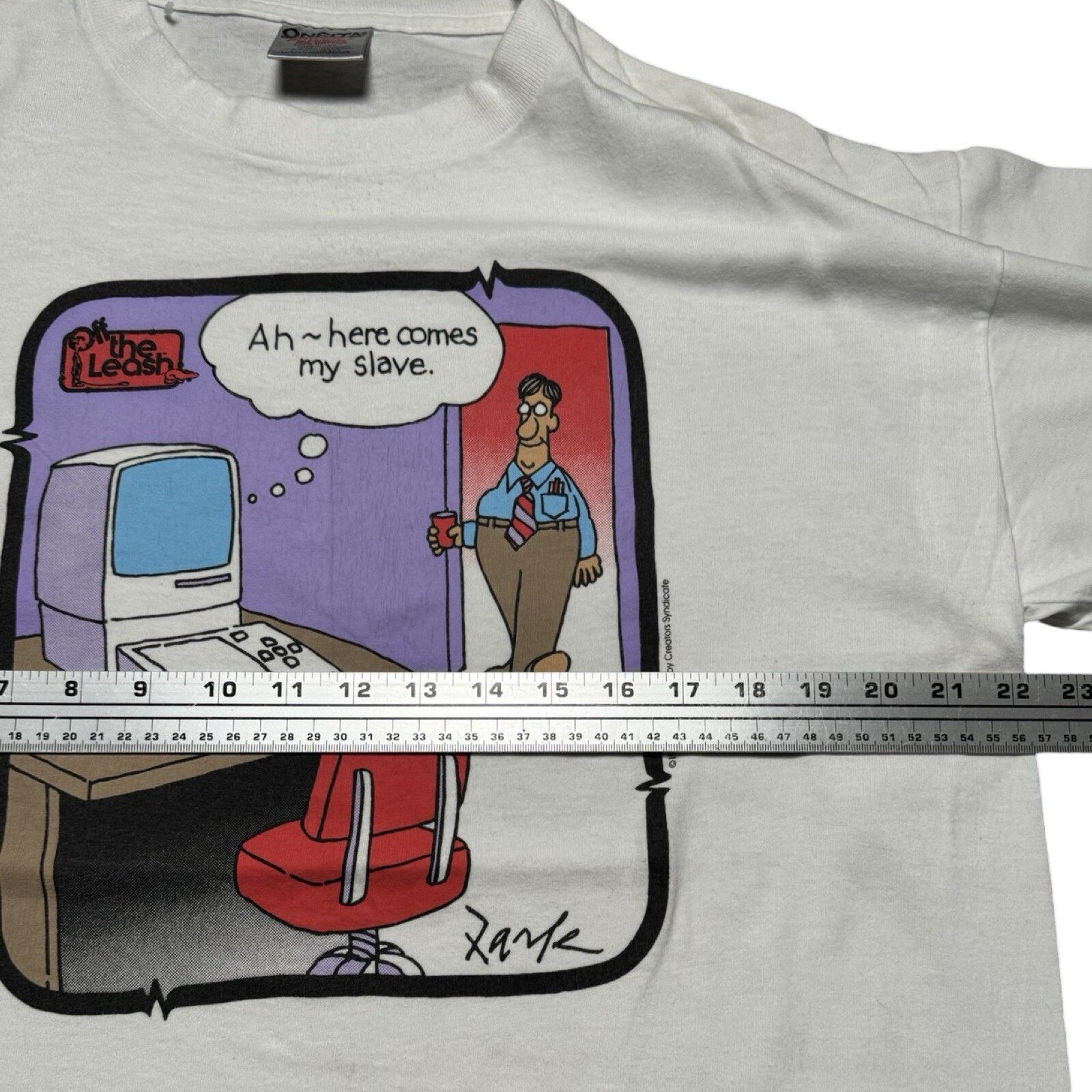 Gildan Vintage Comic Computer Here Comes My Slave T Shirt Sz XL Size US XL / EU 56 / 4 - 3 Thumbnail