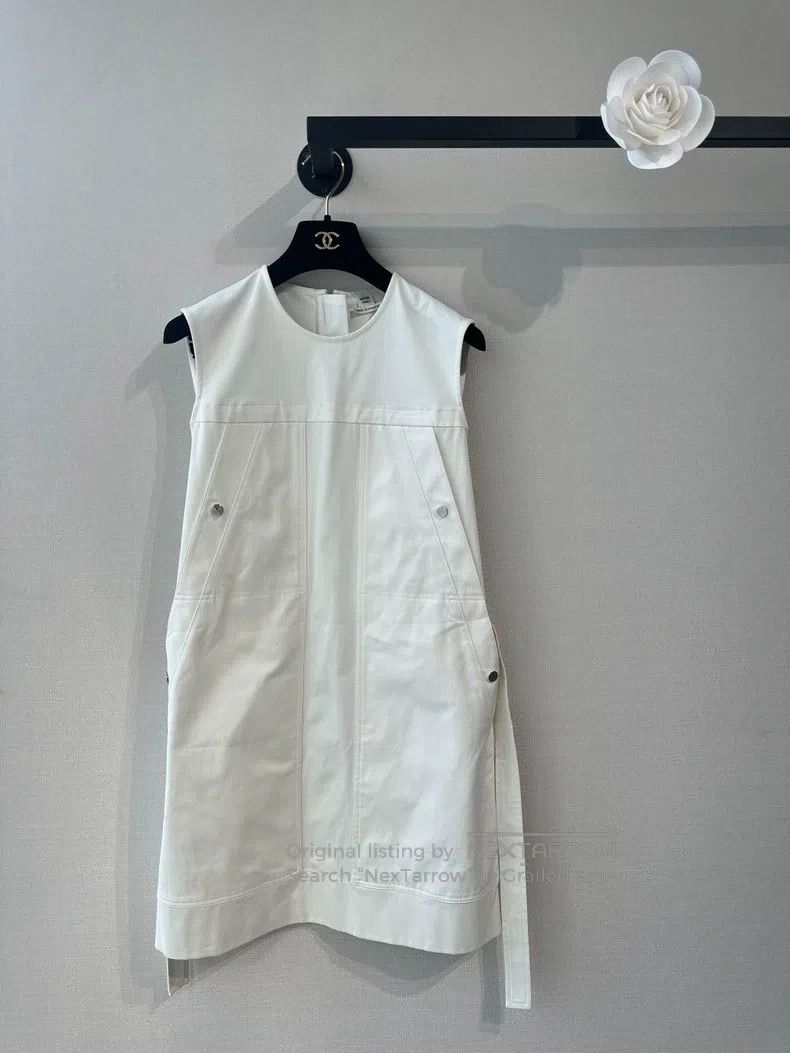 Hermes White vest sleeveless dress