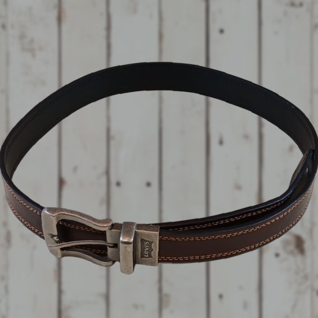 Levi's Levi's Belt Men's 38"-40" Reversible Leather Brown Black Narrow Wide Double Stitch Buckle Fashion Belt Size ONE SIZE - 1 Thumbnail