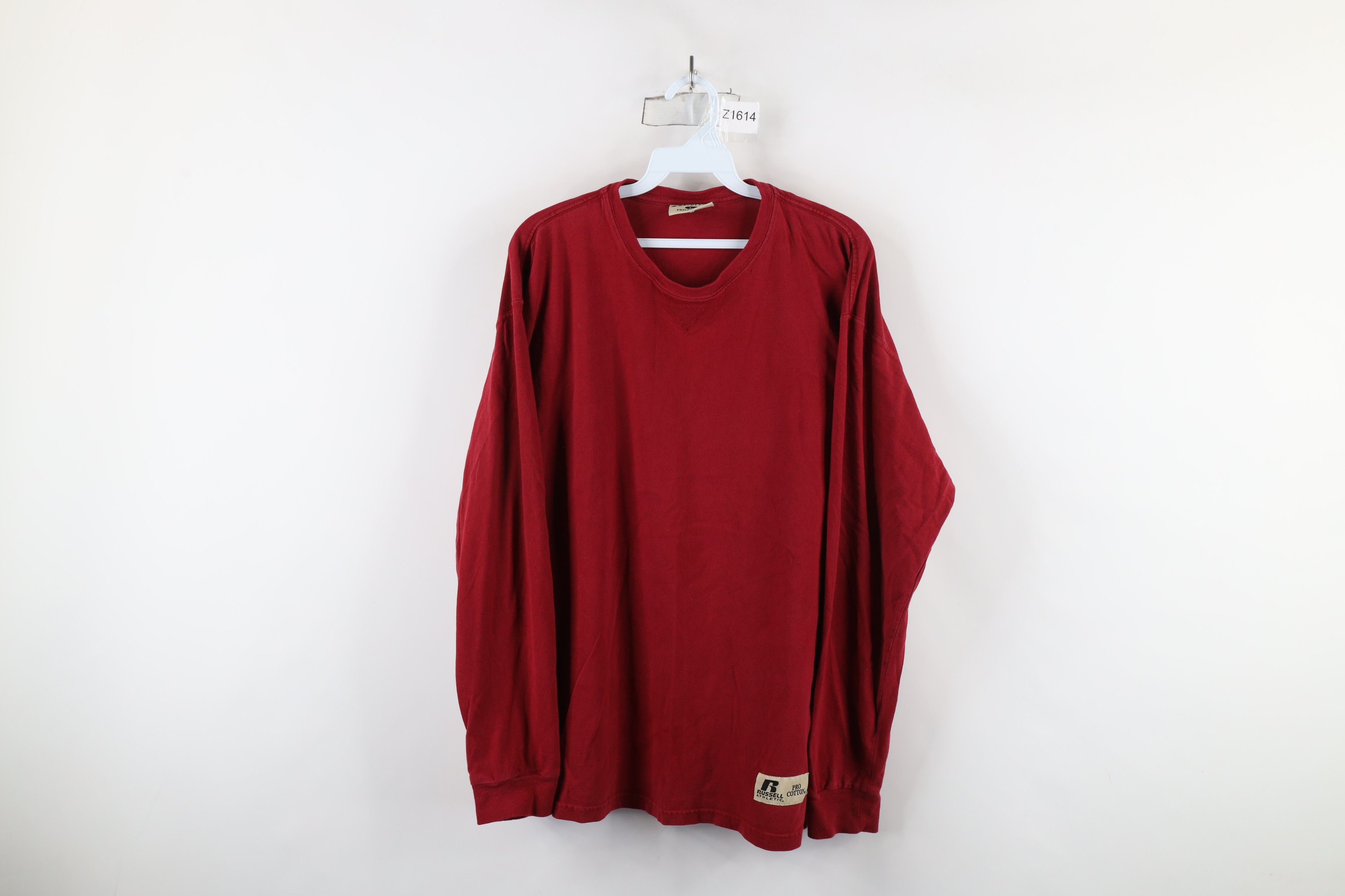 Russell Athletic × Vintage Vintage 90s Russell Athletic Long Sleeve T-Shirt Red Cotton Size US L / EU 52-54 / 3 - 1 Thumbnail