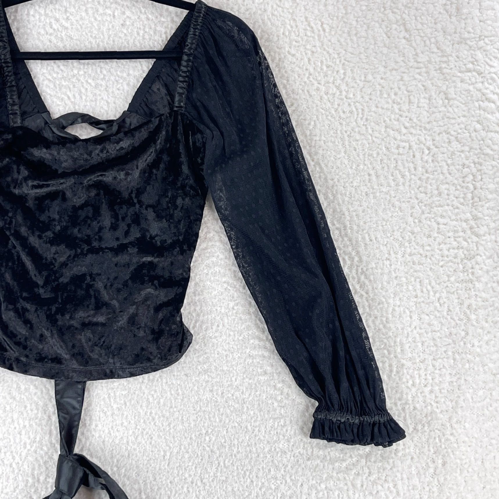 Anthropologie Porridge Black Velvet Lace Tie-Back Bodice Shirt Womens Small Size S / US 4 / IT 40 - 3 Thumbnail
