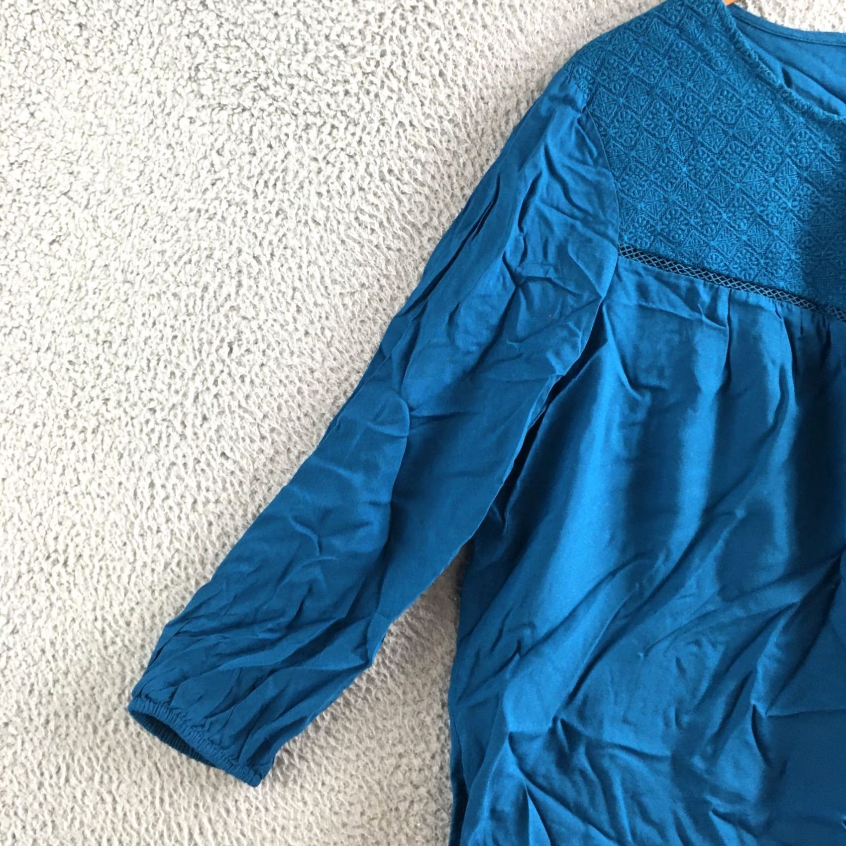 Old Navy Old Navy Blouse Womens XL Blue Modal Embroidered Yoke 3/4 Sleeve Peasant Pull On Size XL / US 12-14 / IT 48-50 - 4 Thumbnail