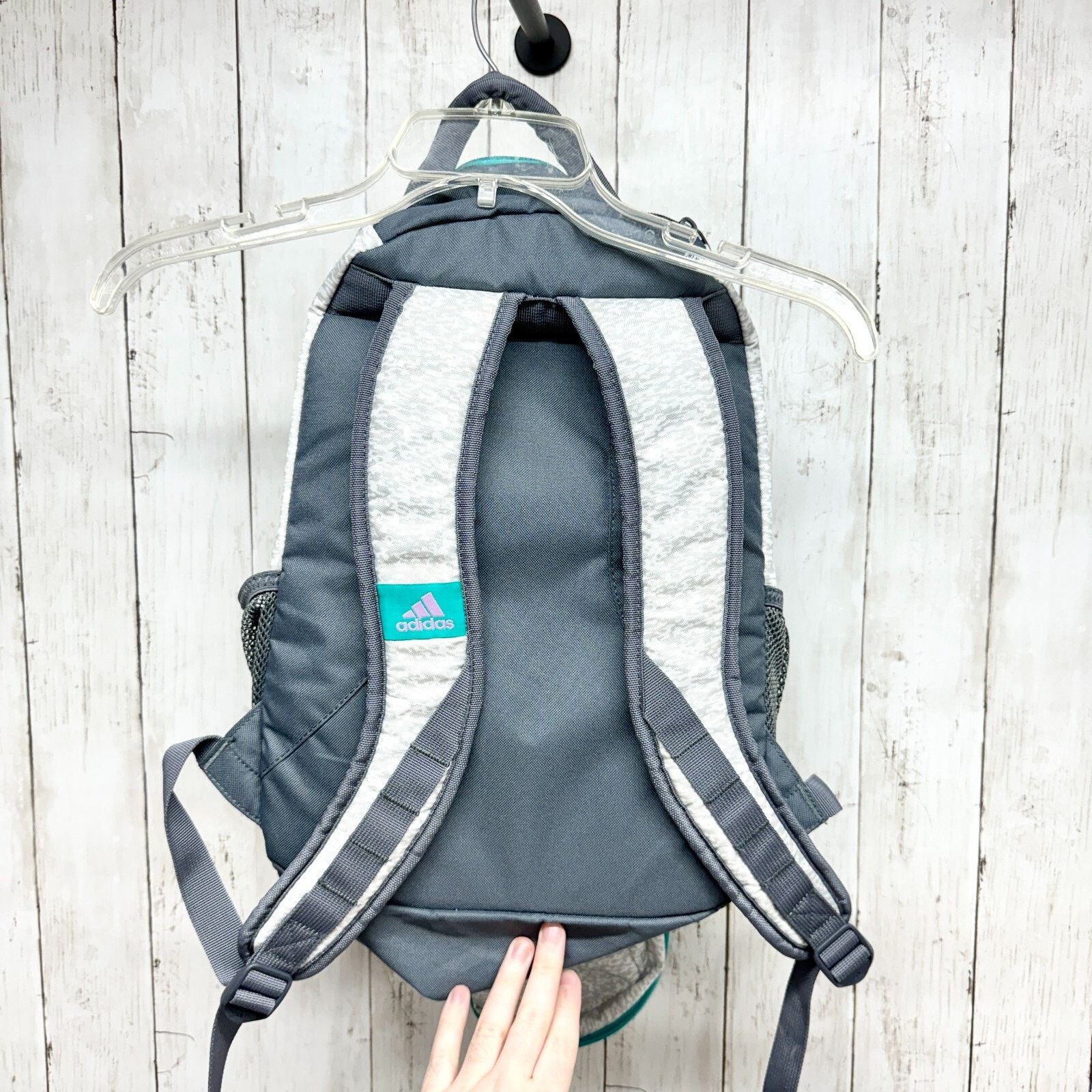 Adidas Adidas Backpack Unisex Gray Turquoise Purple Mesh Pockets Size ONE SIZE - 4 Thumbnail