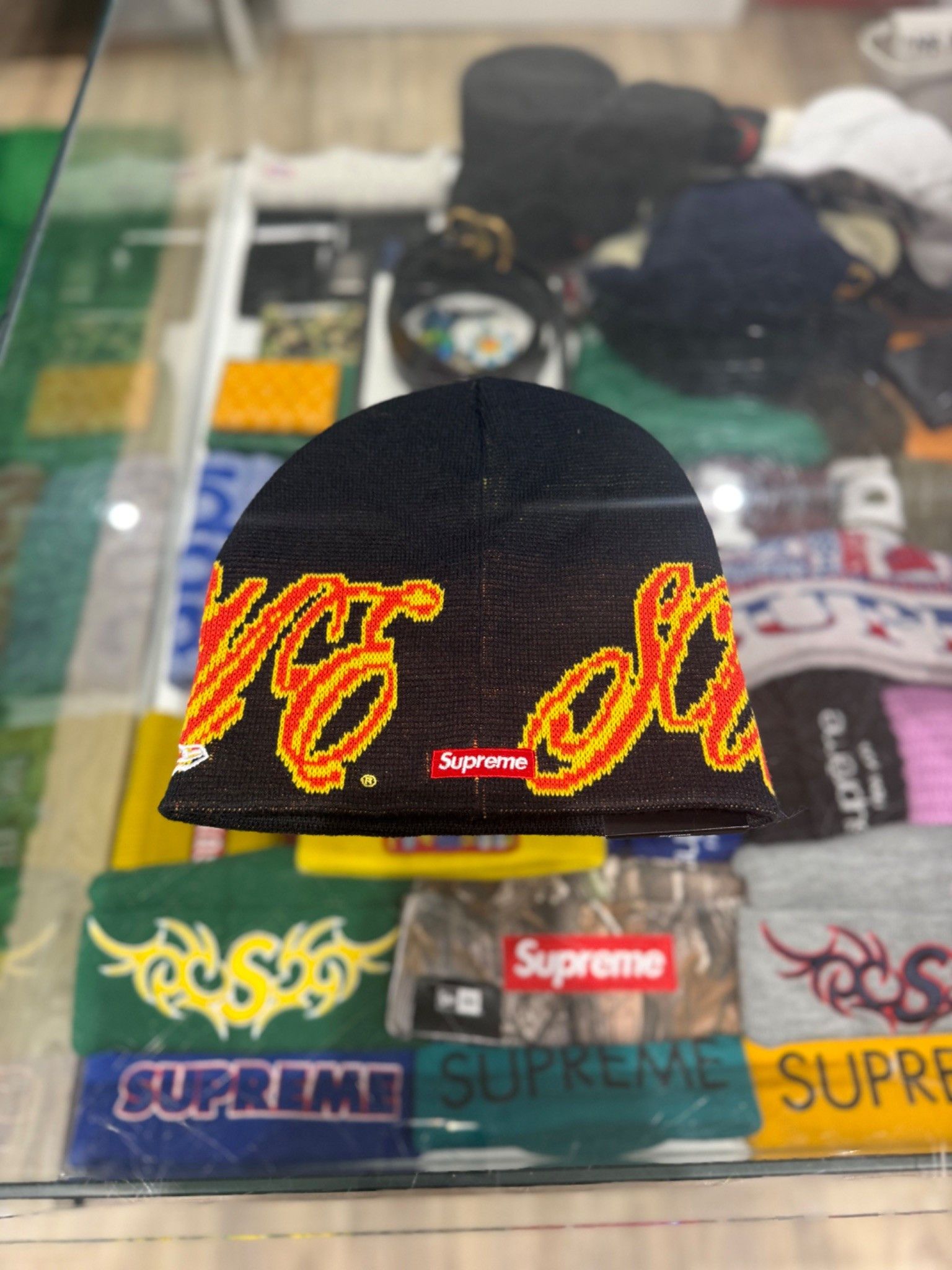 New Era × Supreme Supreme New Era Accent Beanie Navy | Grailed