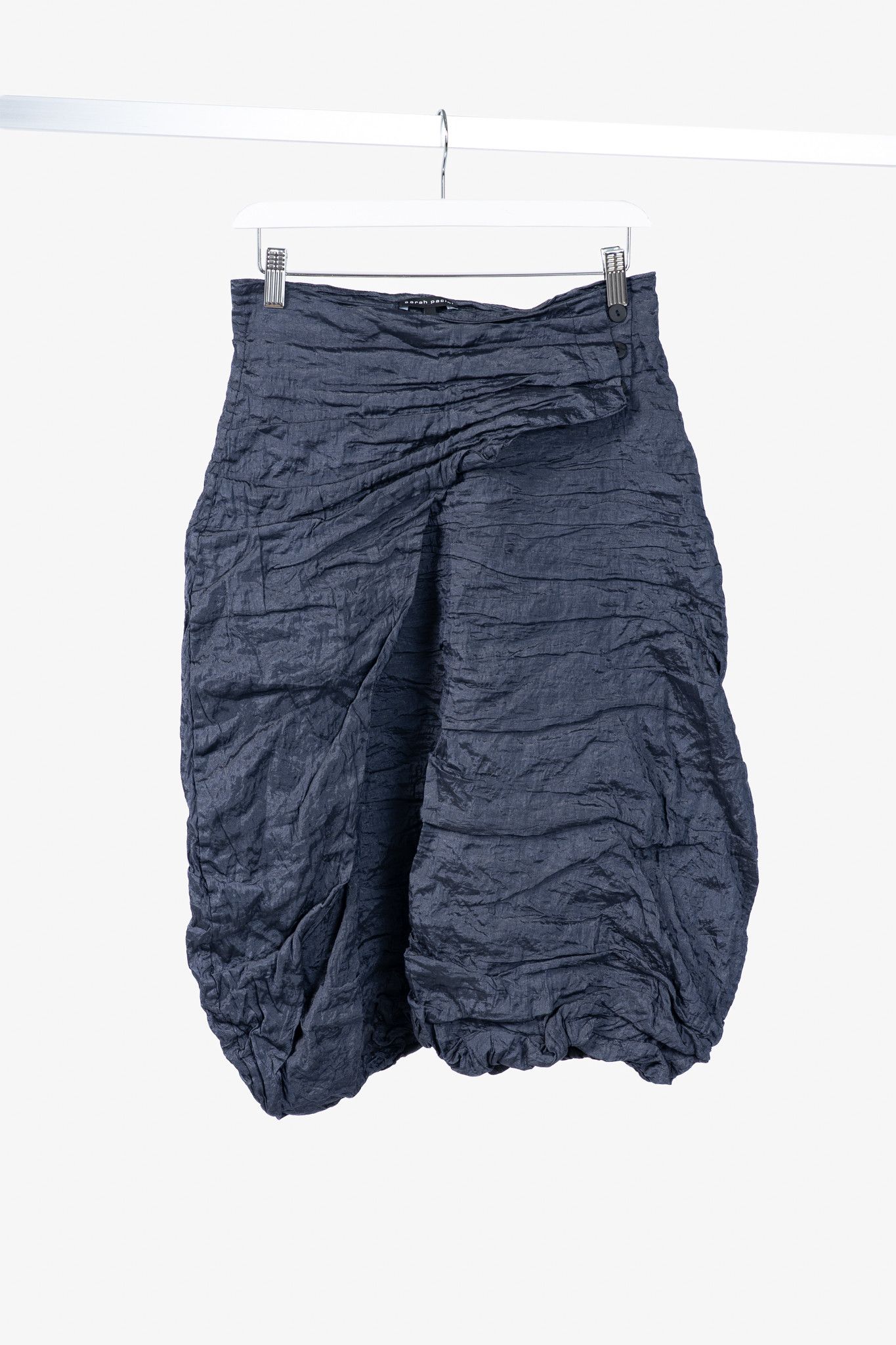 Sarah Pacini Sarah Pacini Navy Metallic Crinkled Bubble Skirt Size 27" / US 4 / IT 40 - 1 Thumbnail