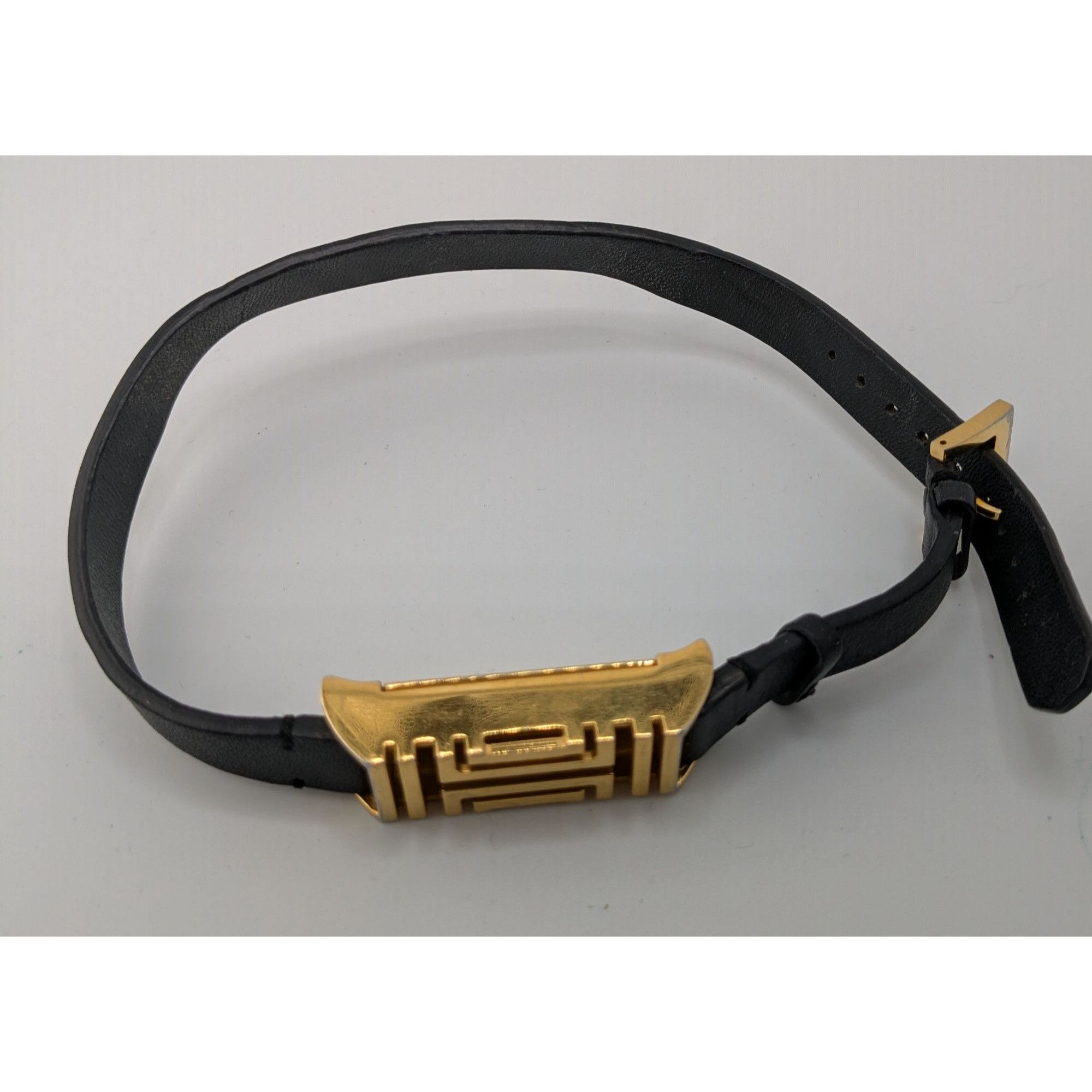 Tory Burch Tory Burch Gold Tone & Black Leather Fitbit Holder Wrap Brac Size ONE SIZE - 9 Thumbnail