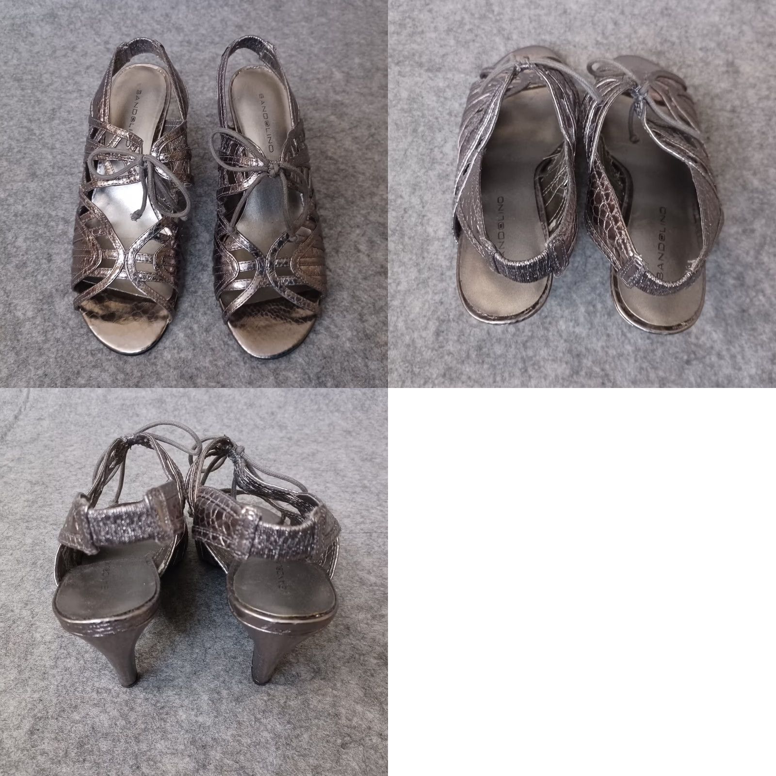Vintage Bandolino Womens Sandal 6M Silver Metallic Delmari Strappy Sling Back Pump Size US 6 / IT 36 - 9 Thumbnail