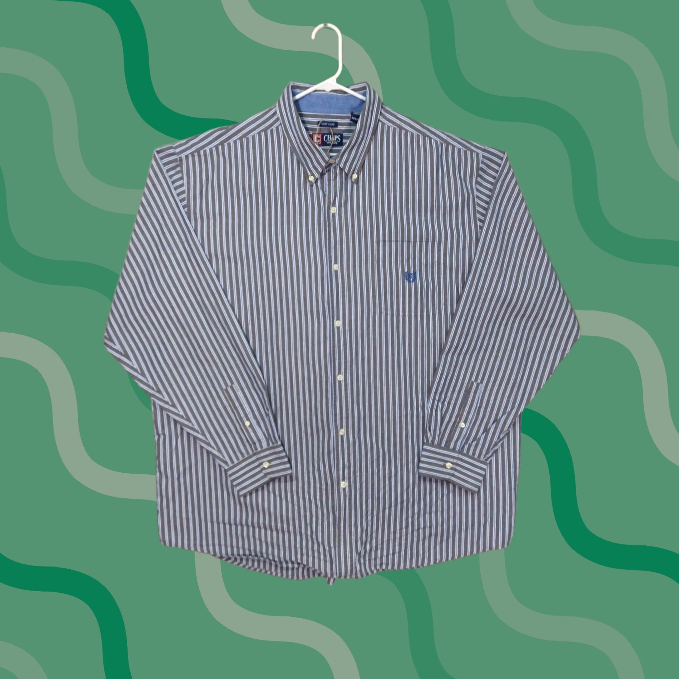 Chaps Chaps Shirt Mens 3XT Brown Striped Easy Care Long Sleeve Button Down Casual Size US XXL / EU 58 / 5 - 1 Thumbnail