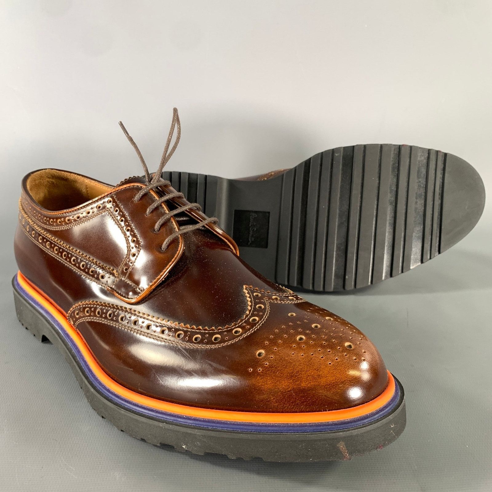 Paul Smith PAUL SMITH Size 10 Brown Orange Wingtip Loafers Size US 10 / EU 43 - 5 Thumbnail