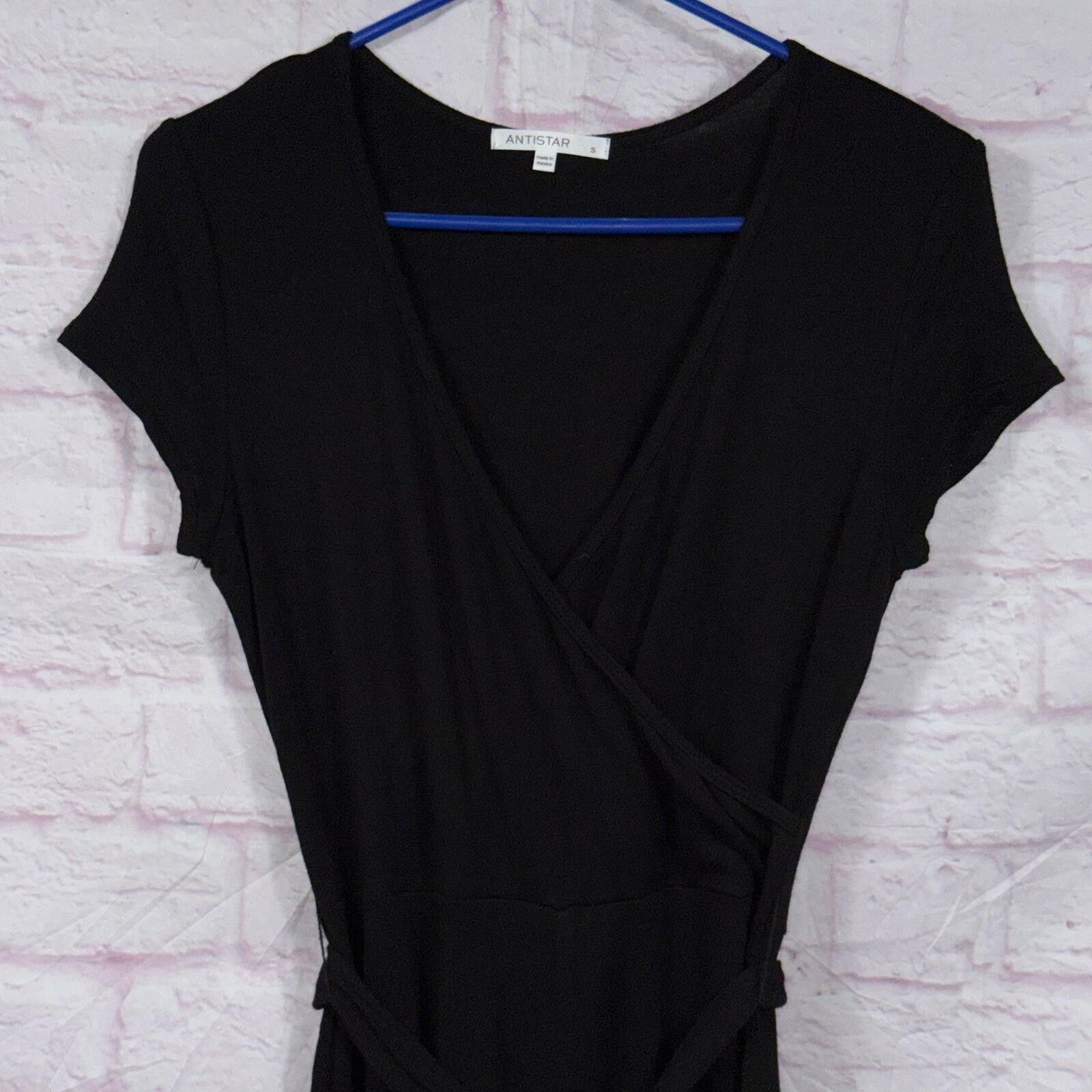 Other Antistar Black Faux Wrap Romper Women's Small Tie Waist Size 28" / US 6 / IT 42 - 2 Thumbnail