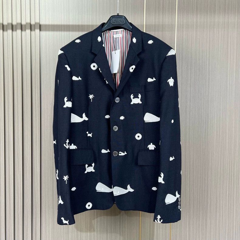 Thom Browne Thom Browne size4 Whale turtle embroidered suit jacket Size 36S - 1 Thumbnail